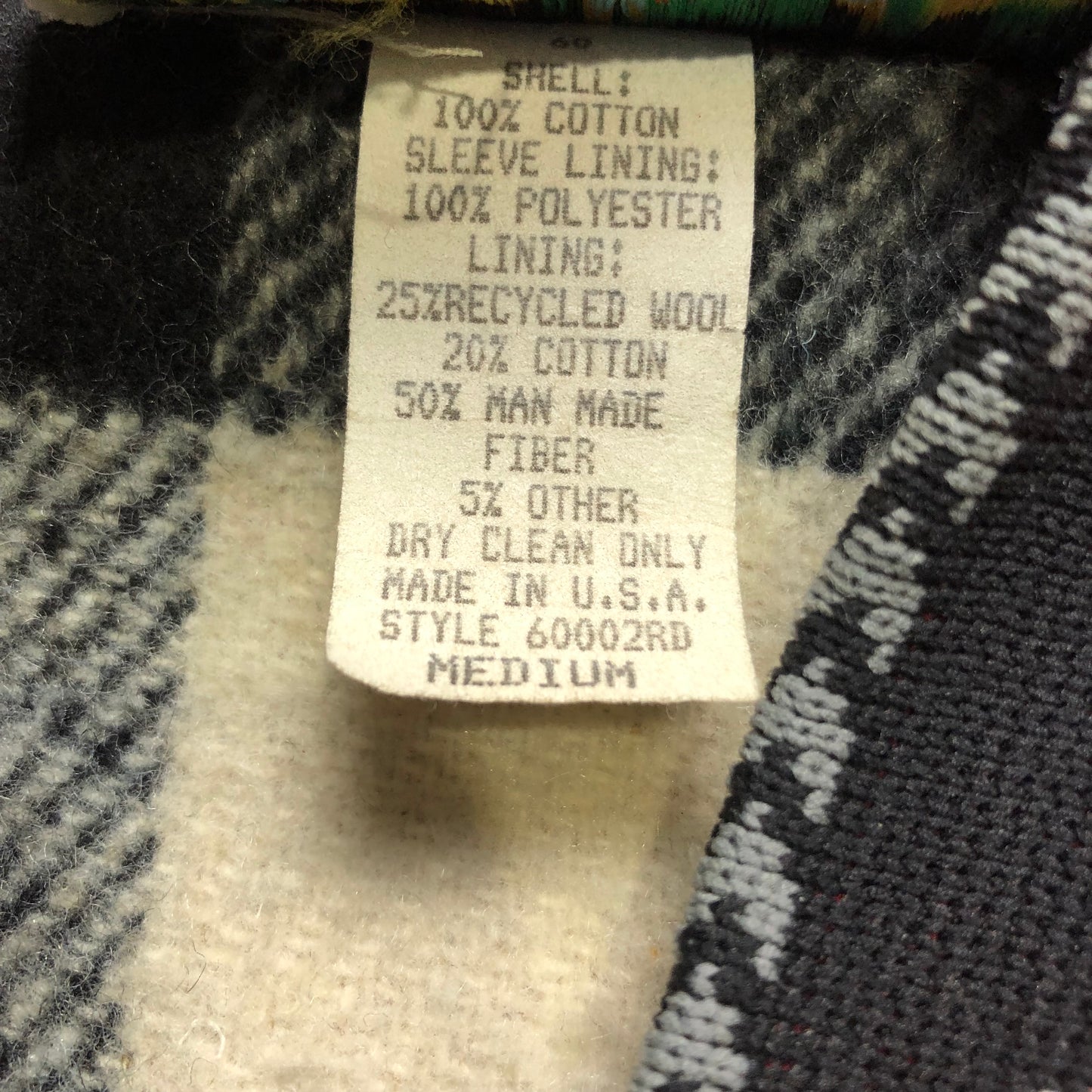 Vintage Saddlesmith Outfitters By Action Aztec Canvas Bomber Zip Jacket M