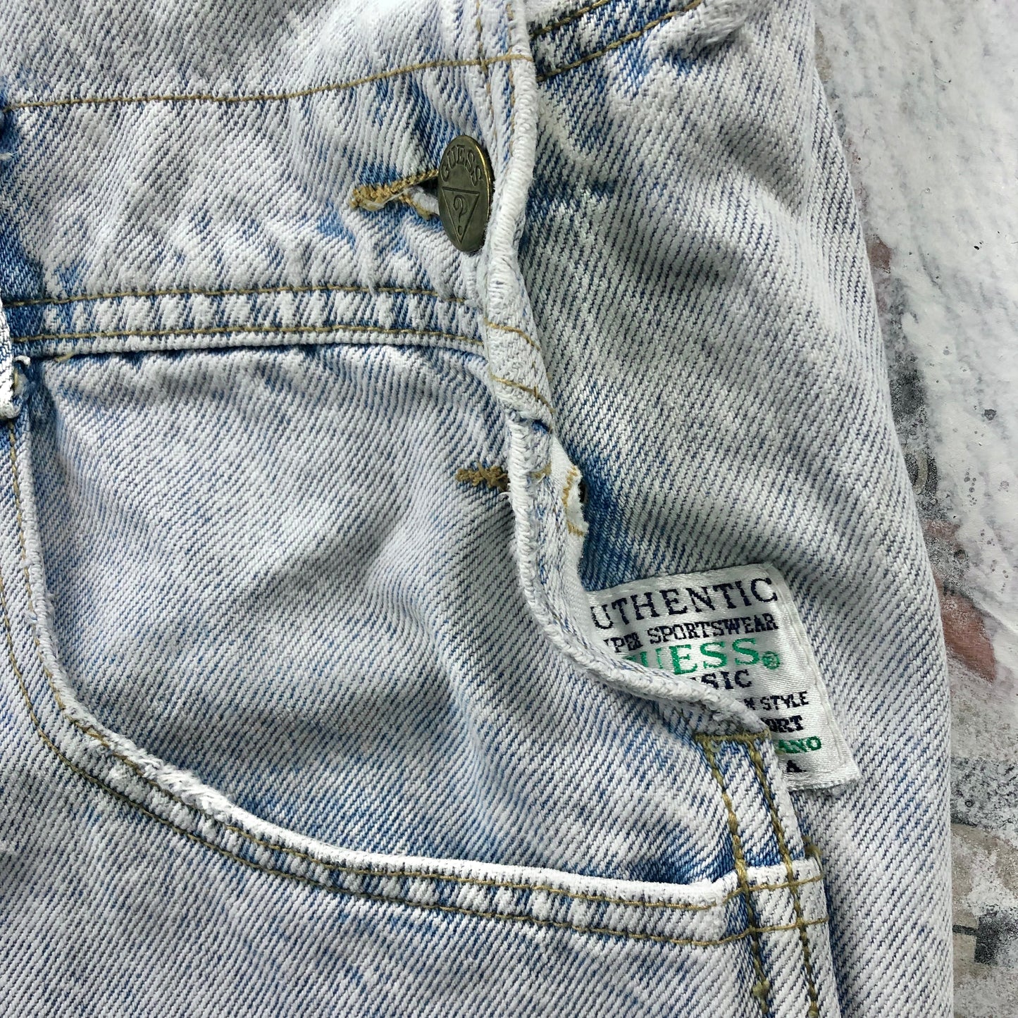 Vintage 90s USA Guess Georges Marciano Washed Denim Overall Jean L
