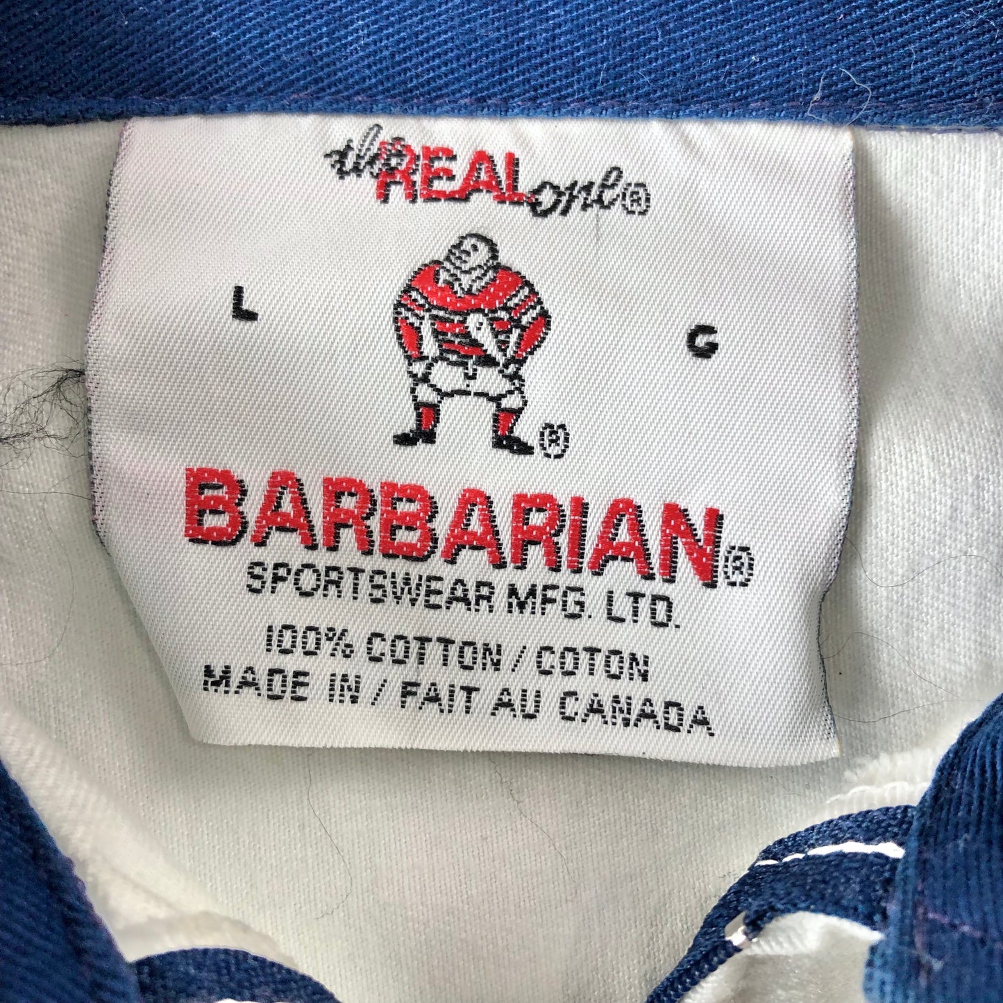 Vintage 90s Barbarian The Real One British Columbia Long Sleeve Rugby Polo Quarter Zip Sweatshirt L