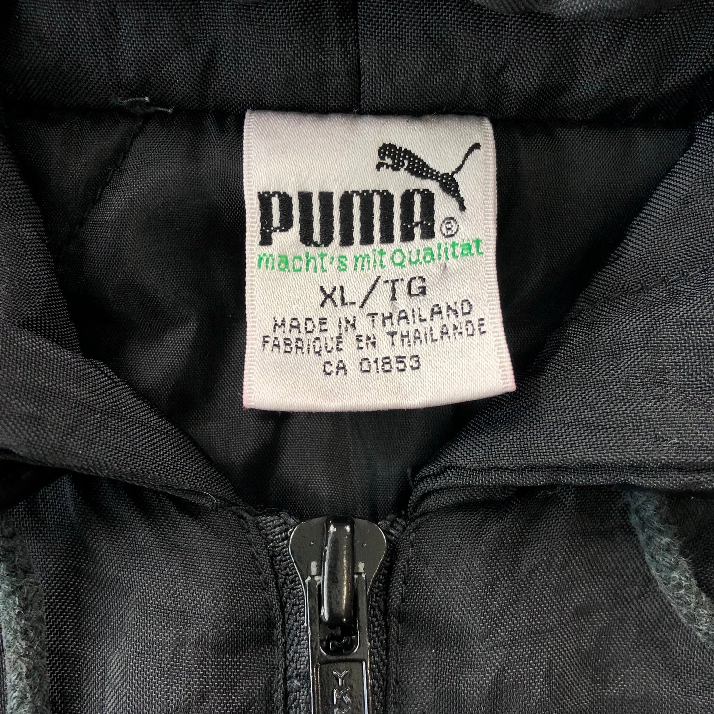 Vintage 90s Puma Colorblock Quarter Zip Hooded Puffer Jacket XL