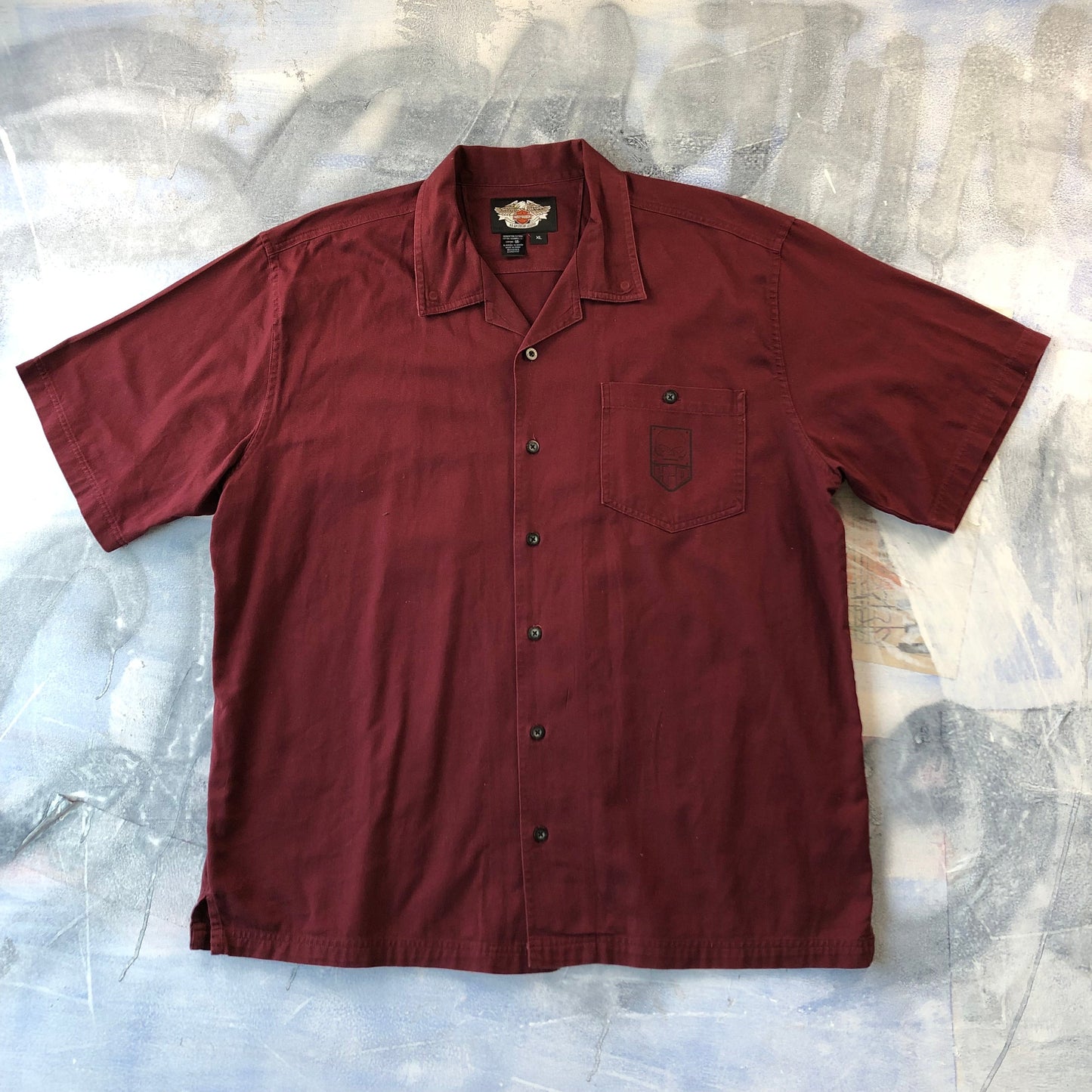 Harley Davidson Skull Camp Button Shirt XL