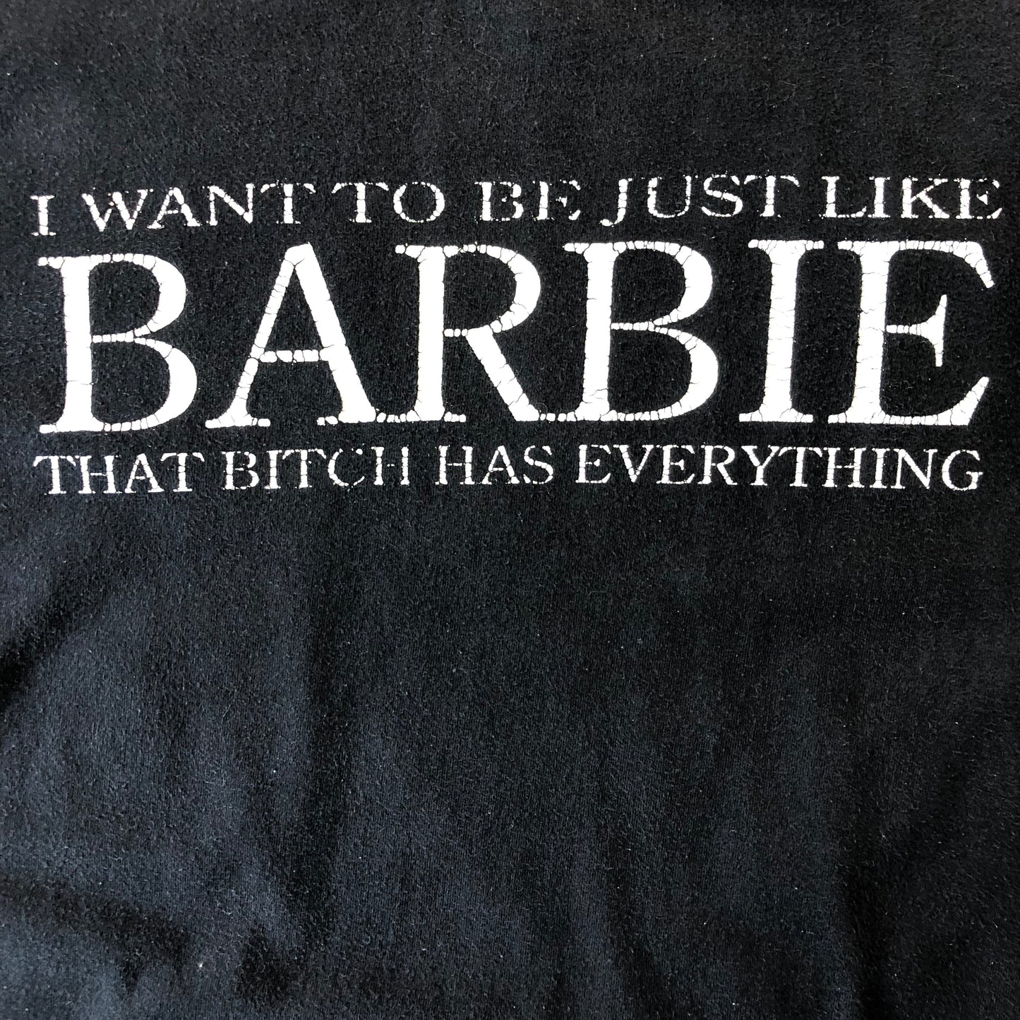 Vintage 90s I Want To Be Like Barbie T Shirt L