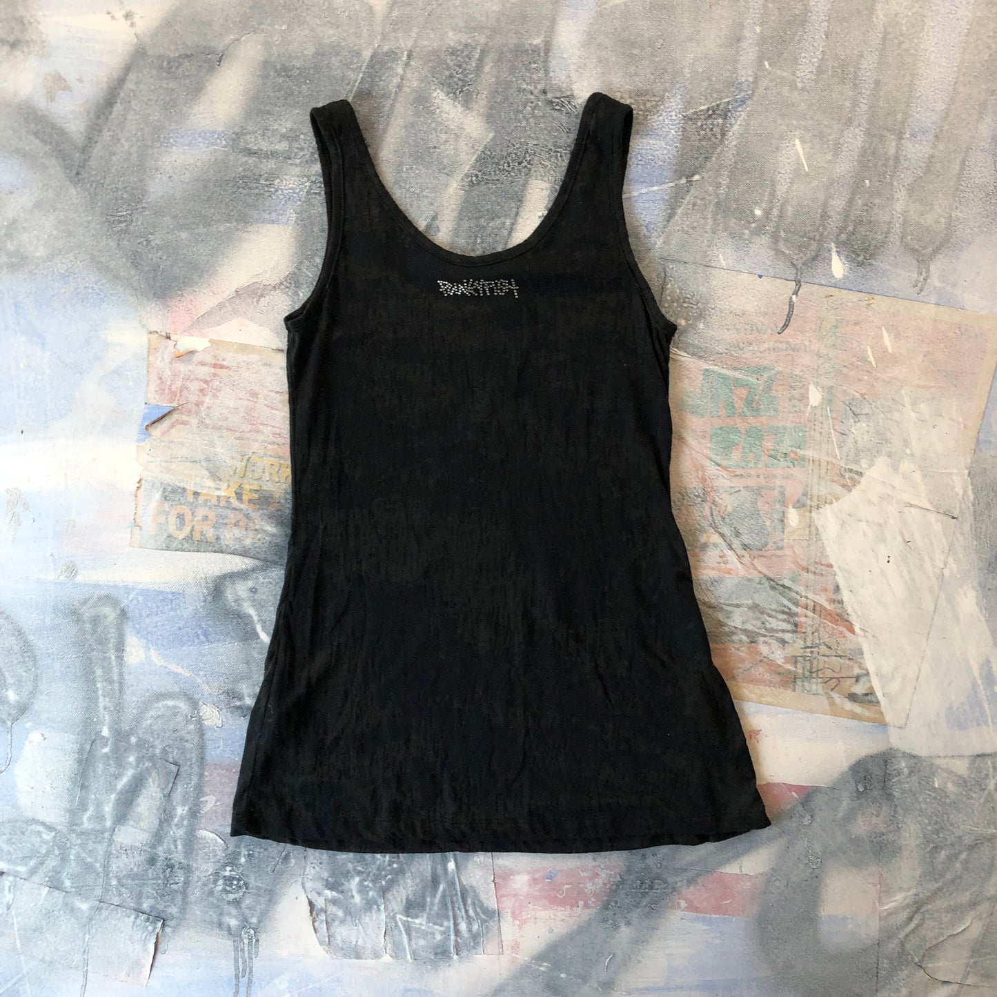 Vintage Punkyfish Rhinestone Skull Tank Top S (Womens)