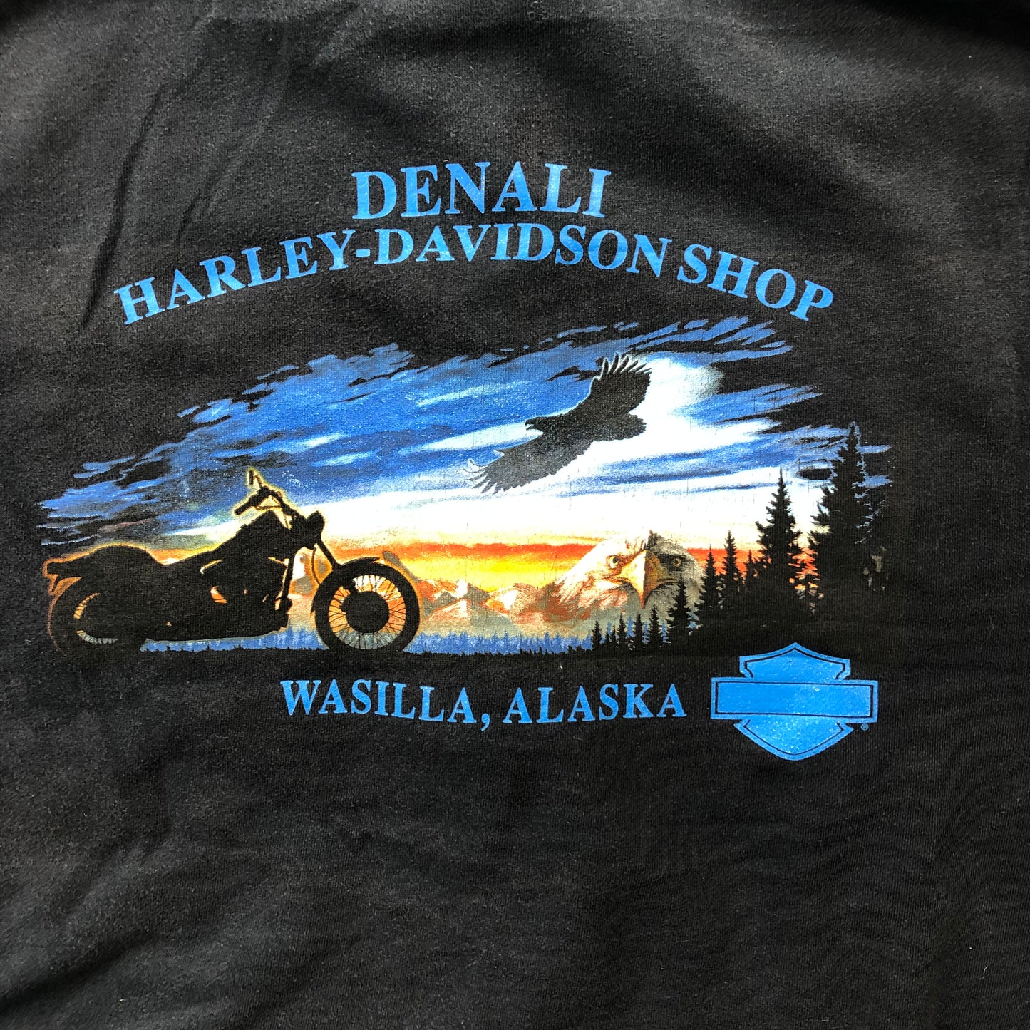Harley Davidson Motrocycles Denali Wasilla Alaska Hoodie Zip Sweatshirt L