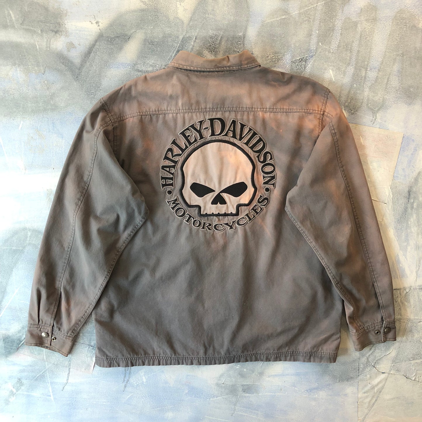 Vintage Harley Davidson Motorcycles Willie G Skull Blanket Lined Button Jacket XL