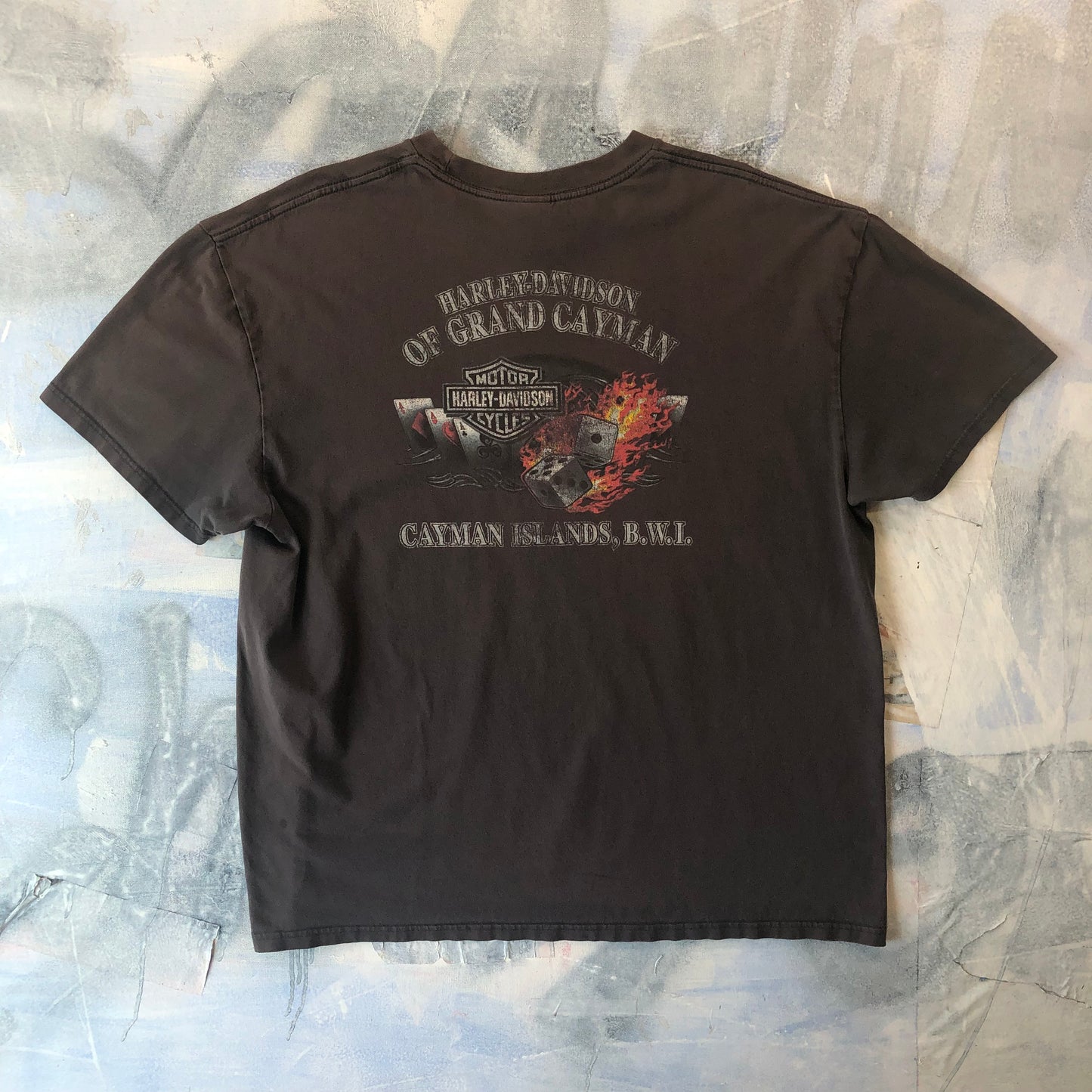 Vintage Harley Davidson Motorcycles Joker Face Cayman Islands T Shirt XL