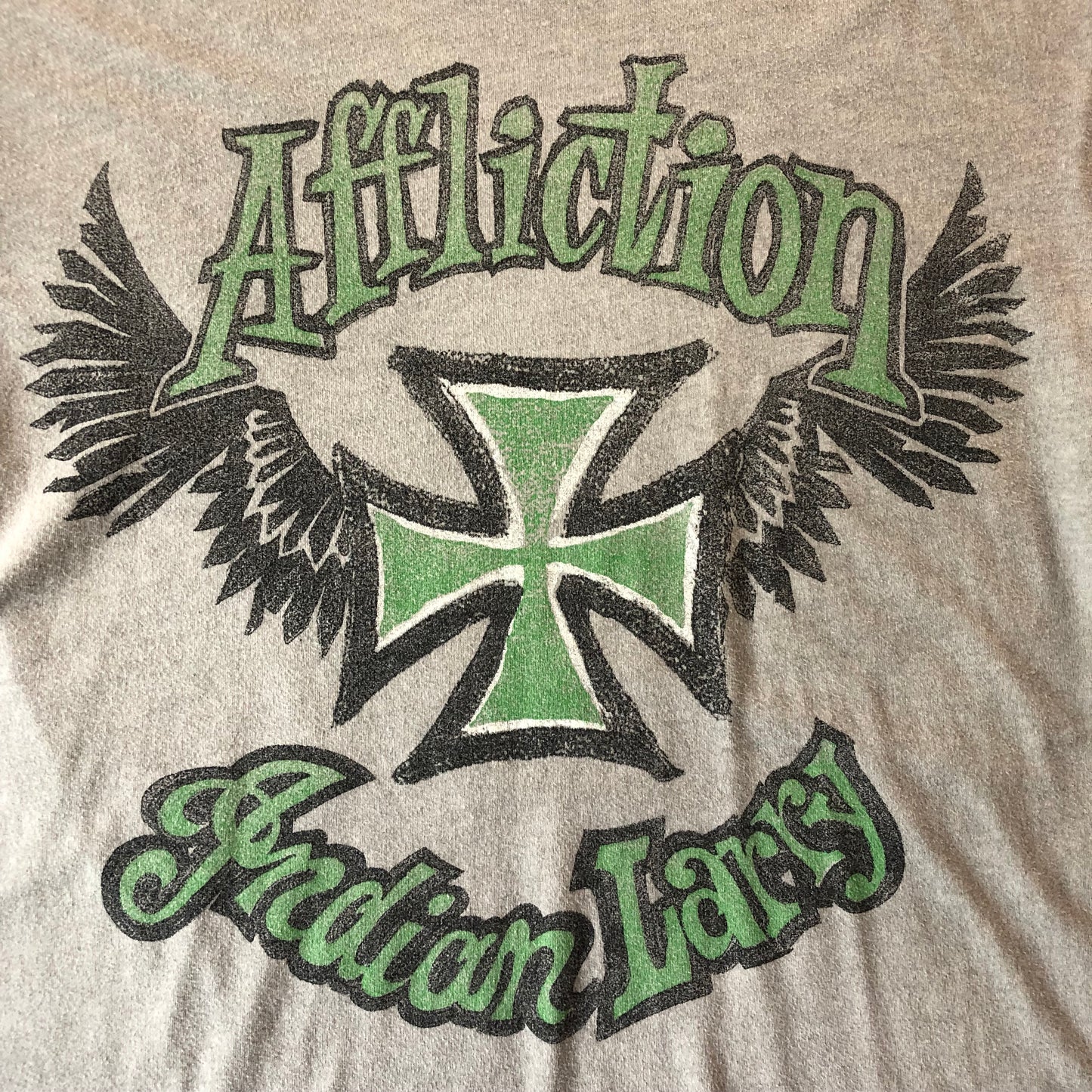 Vintage Y2K Affliction Indian Larry American Customs Motorcycle T Shirt L