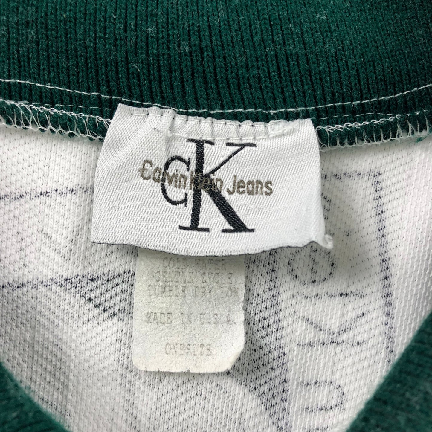Vintage 90s USA Calvin Klein AOP Logo Long Sleeve Polo Shirt XL