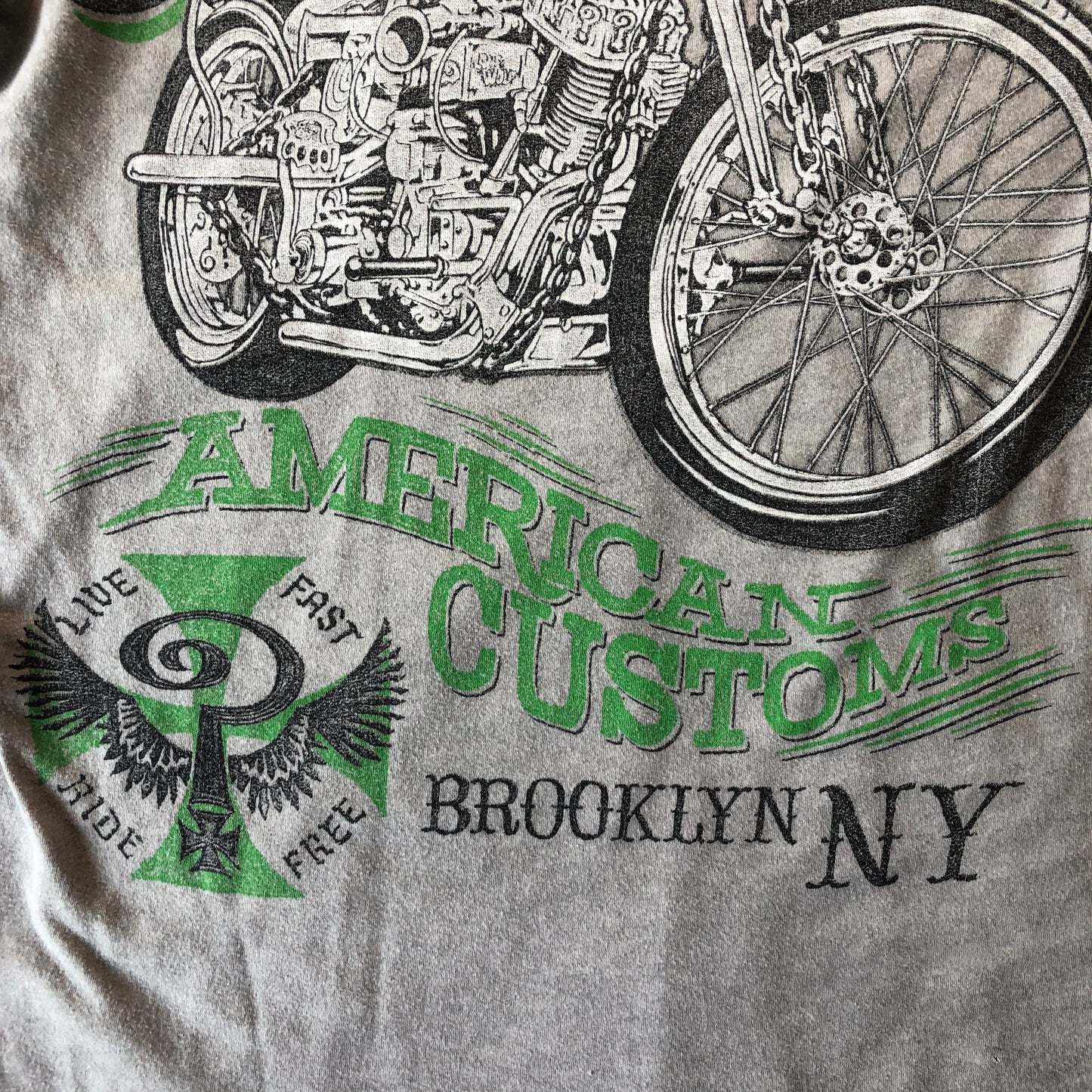 Vintage Y2K Affliction Indian Larry American Customs Motorcycle T Shirt L