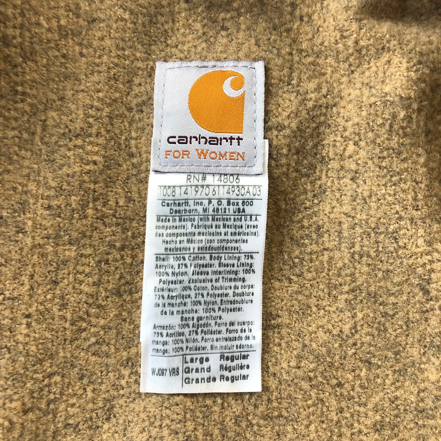 Vintage Carhartt WJ097 Detroit Workwear Blanket Lined Zip Jacket L (Women’s)