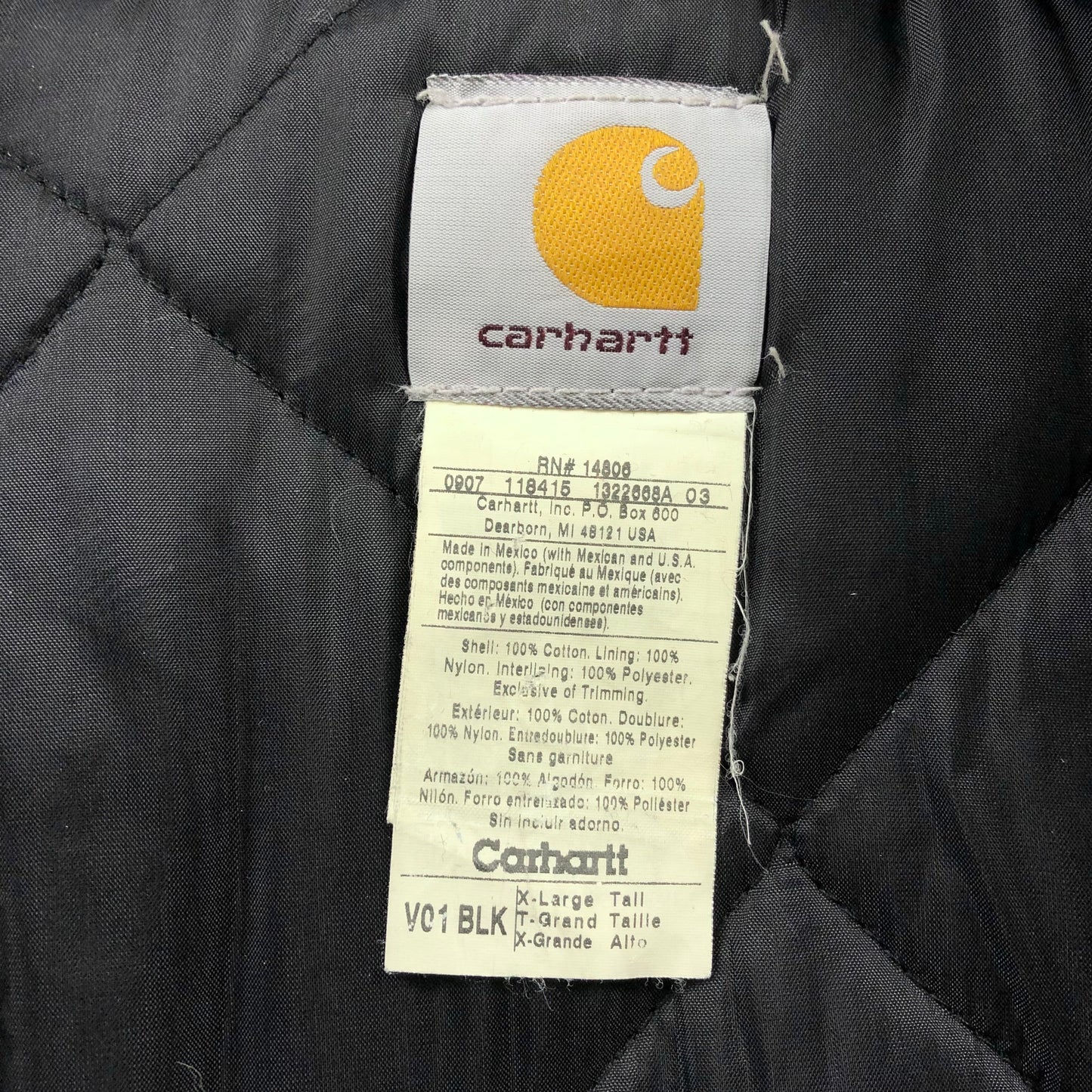 Vintage Carhartt V01 Quilted Lined Workwear Zip Vest XL