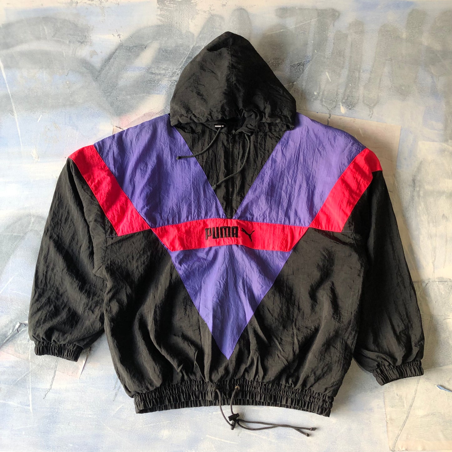 Puma 90s Colorblock Quarter Zip Hooded Puffer Jacket XL