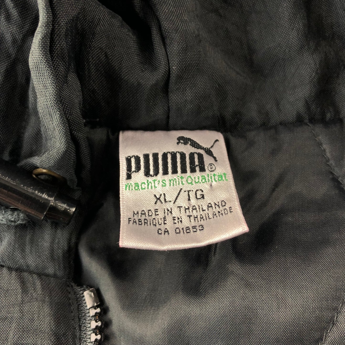 Vintage 90s Puma Colorblock Quarter Zip Hooded Puffer Jacket XL