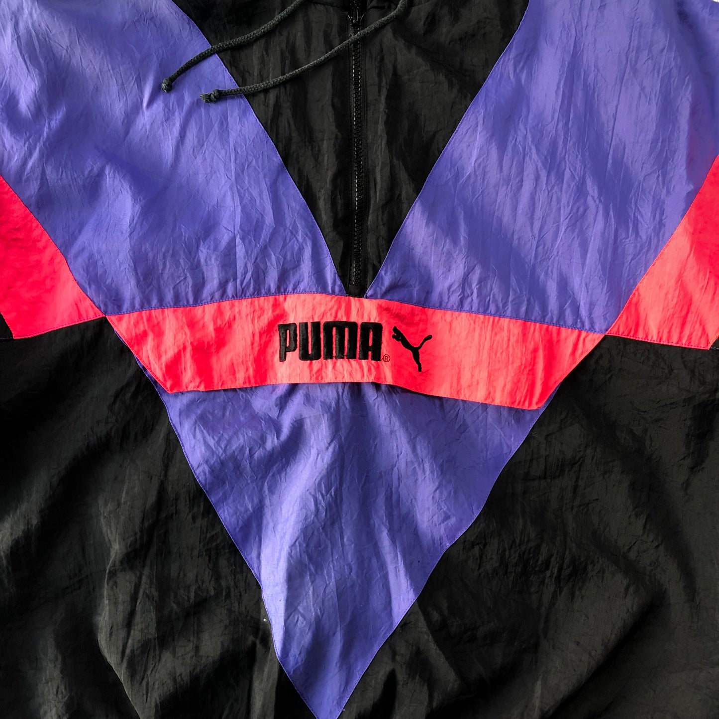 Puma 90s Colorblock Quarter Zip Hooded Puffer Jacket XL