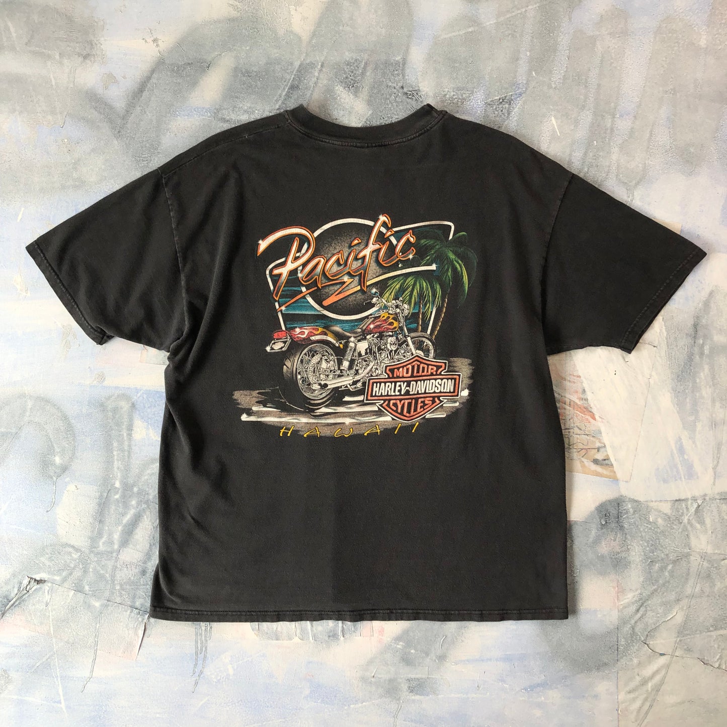 Vintage USA Harley Davidson Motorcycles Pacific Hawaii Pocket T Shirt XL