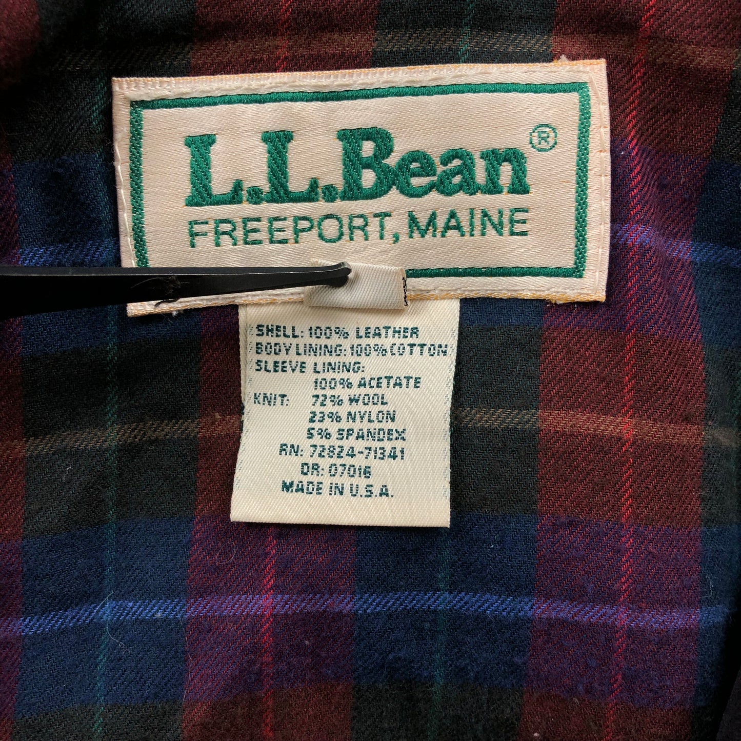 Vintage USA L.L Bean Plaid Lined Suede Leather Bomber Zip Jacket M