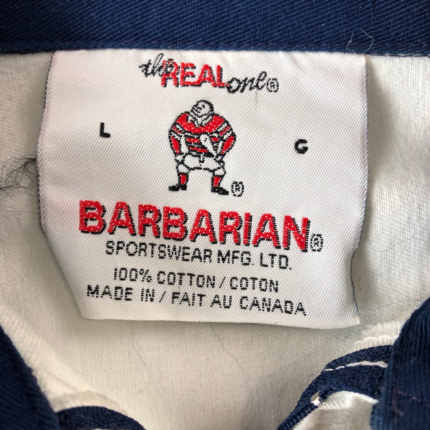 Vintage 90s Barbarian The Real One British Columbia Long Sleeve Rugby Polo Quarter Zip Sweatshirt L