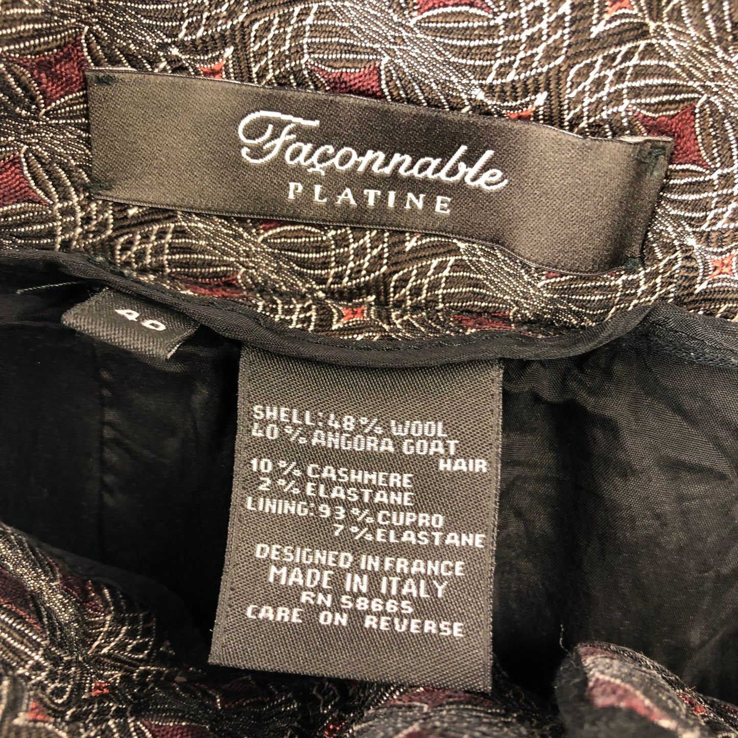 Faconnable Platine Wool Dress Pant 40