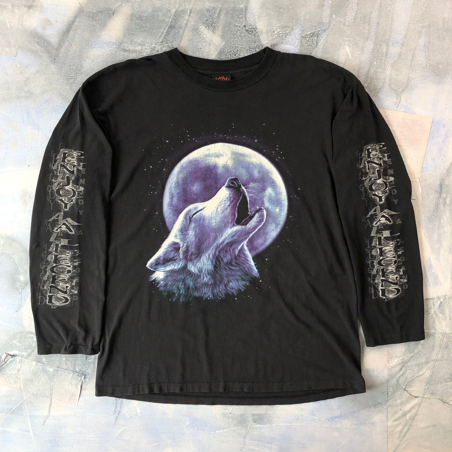 Vintage Y2K Metal Heaven Howling Lone Wolf Enjoy A Legend T Shirt XL