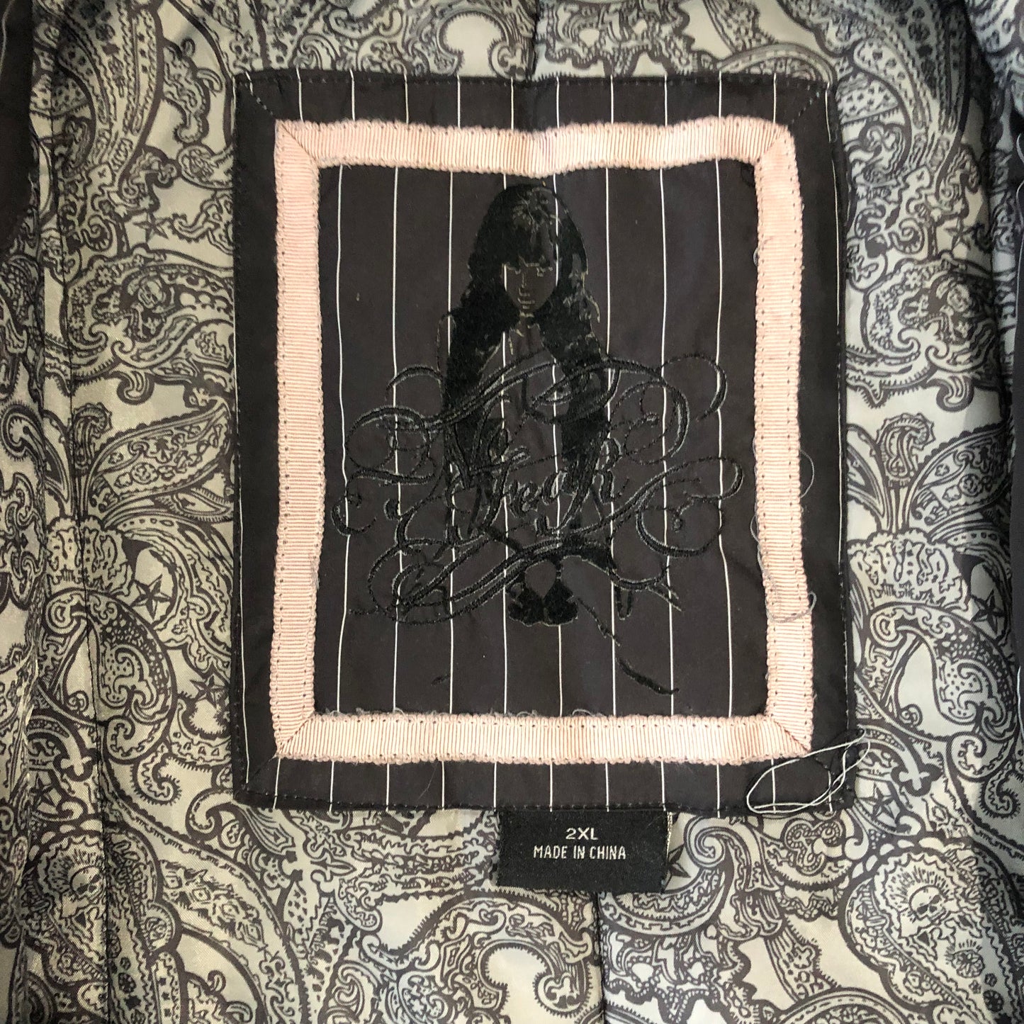 Vintage No Fear Pin Stripe Hooded Zip Jacket XXL