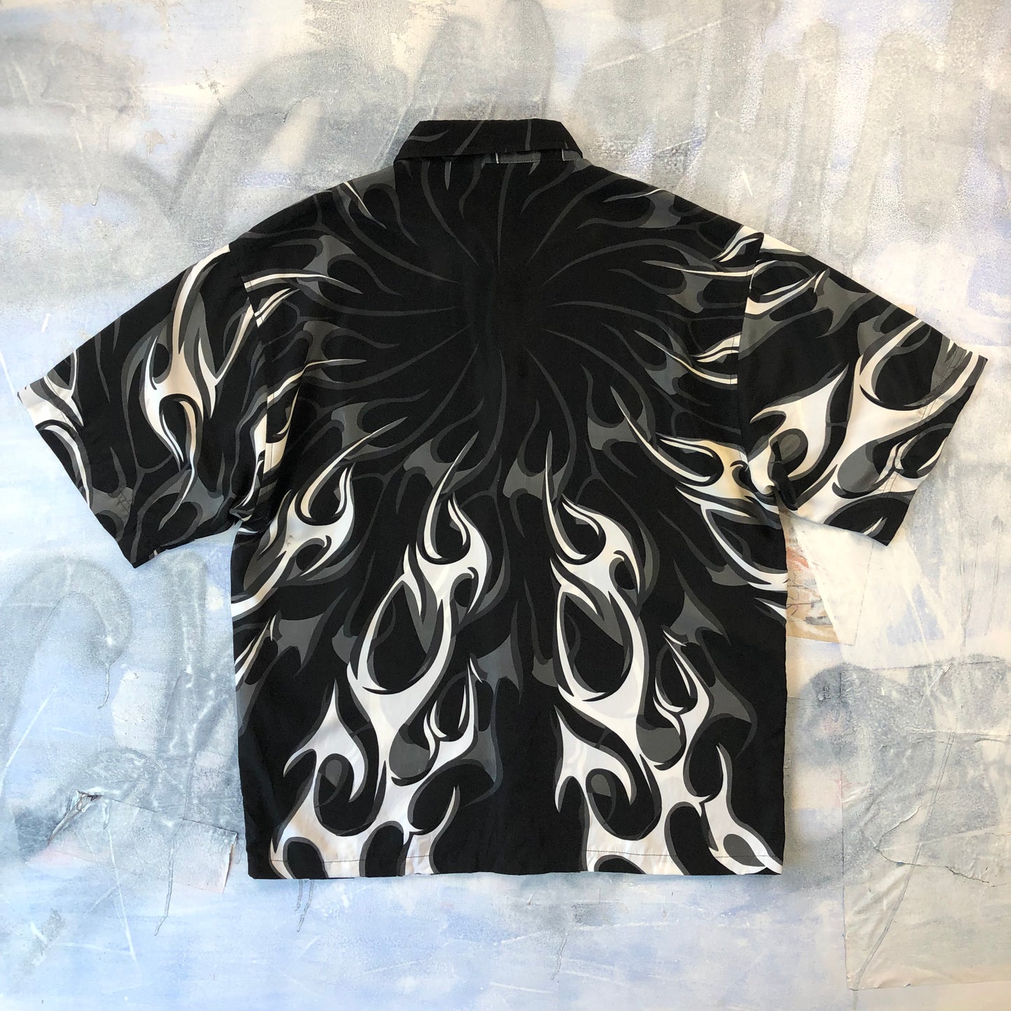Vintage Y2K Mecca Clothing Company Flames Button Shirt XL