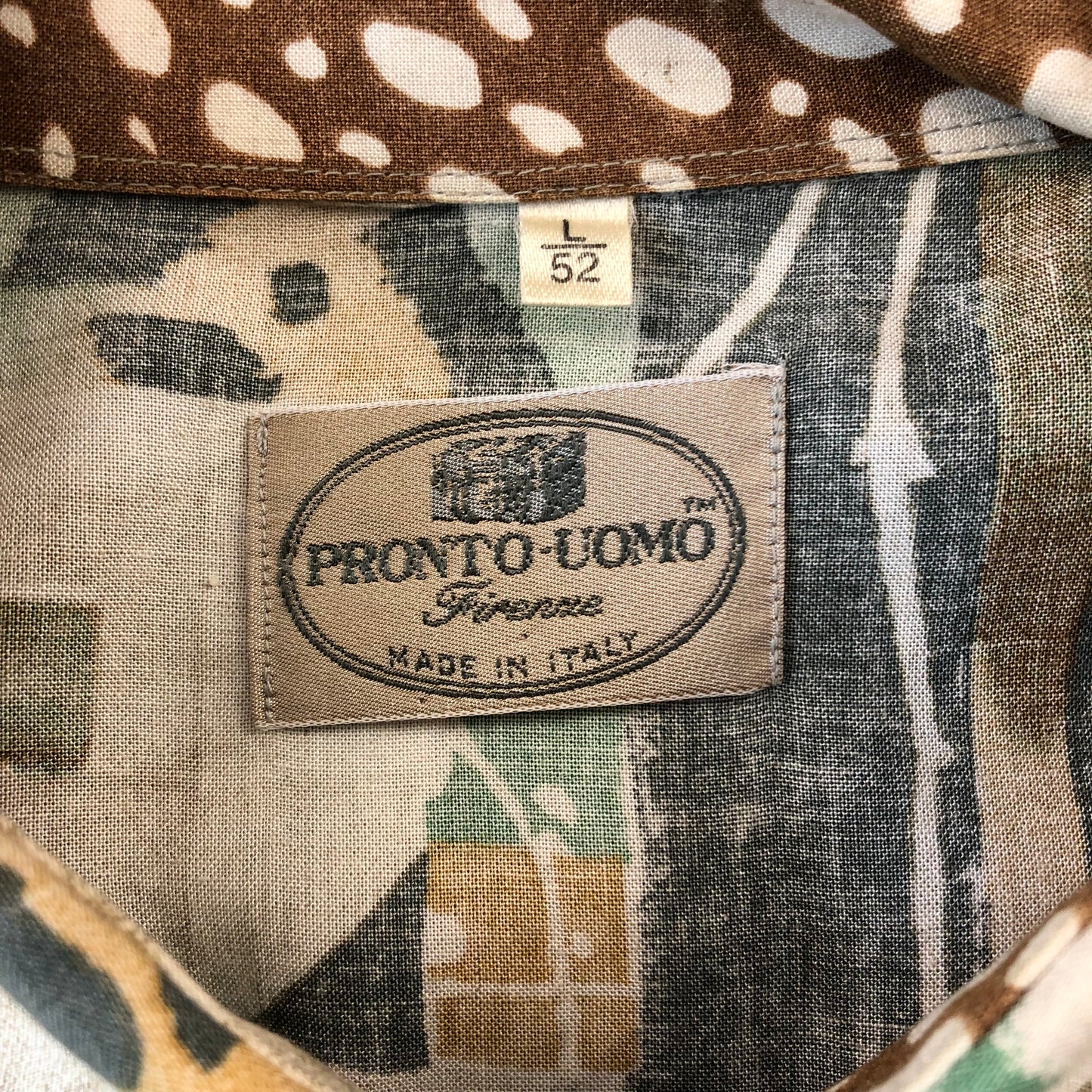 Vintage Pronto Uomo Firenze Abstract Button Shirt L