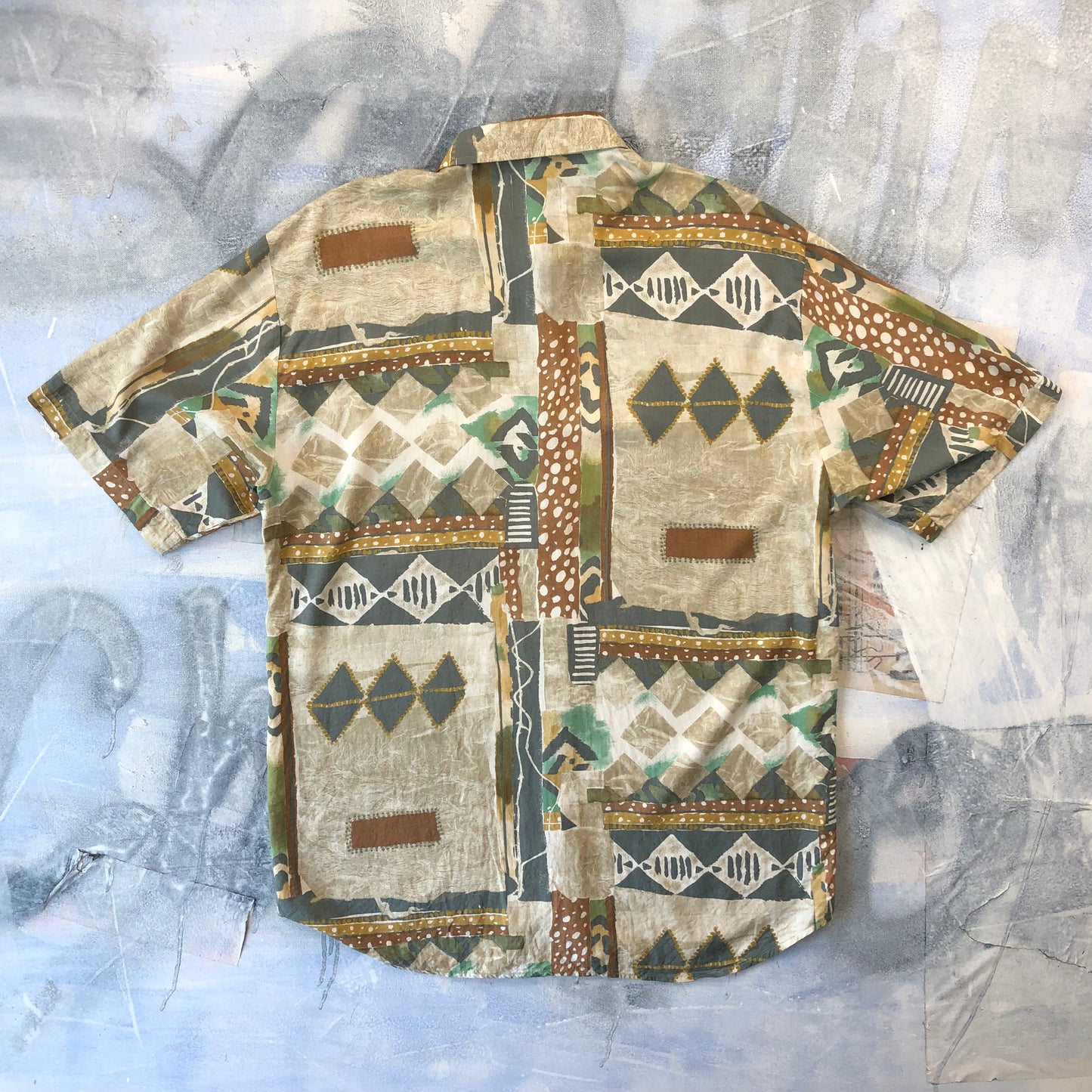 Vintage Pronto Uomo Firenze Abstract Button Shirt L