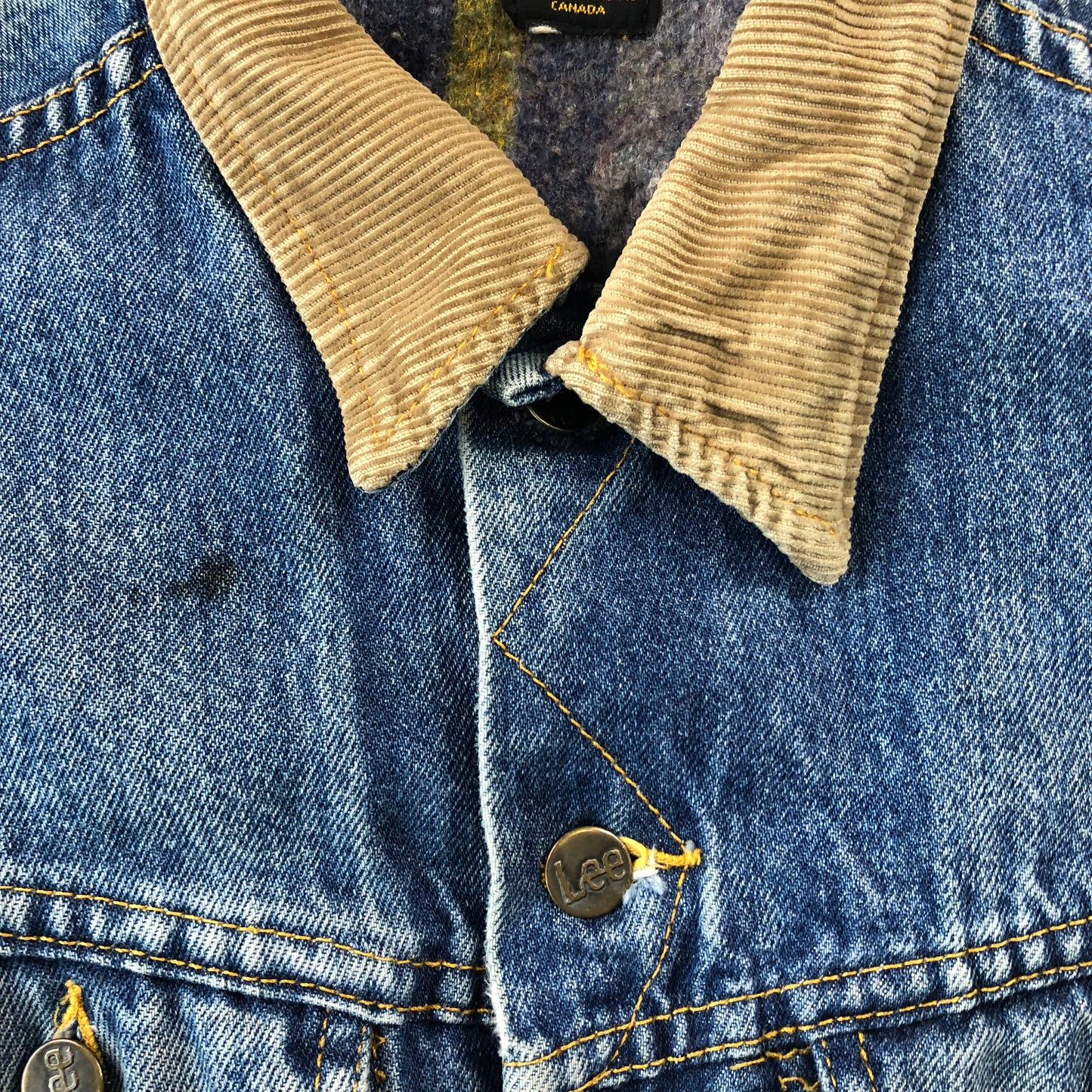 Lee Corduroy Collar Blanket Lined Button Denim Jacket S (Womens)