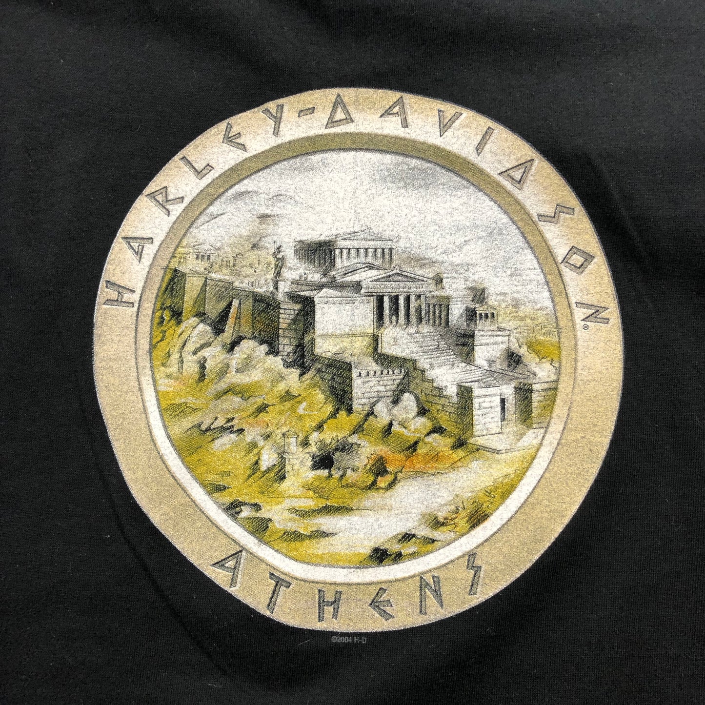 Harley Davidson Motorcycles 2004 Athens Retro USA T Shirt XL