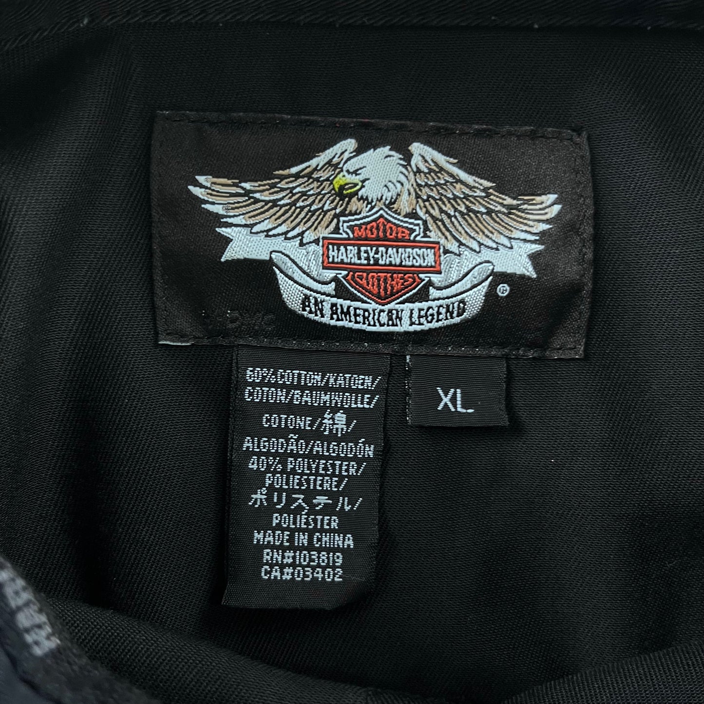 Harley Davidson Motorcycles Willie G Skull Tribal Embroided Button Shirt XL