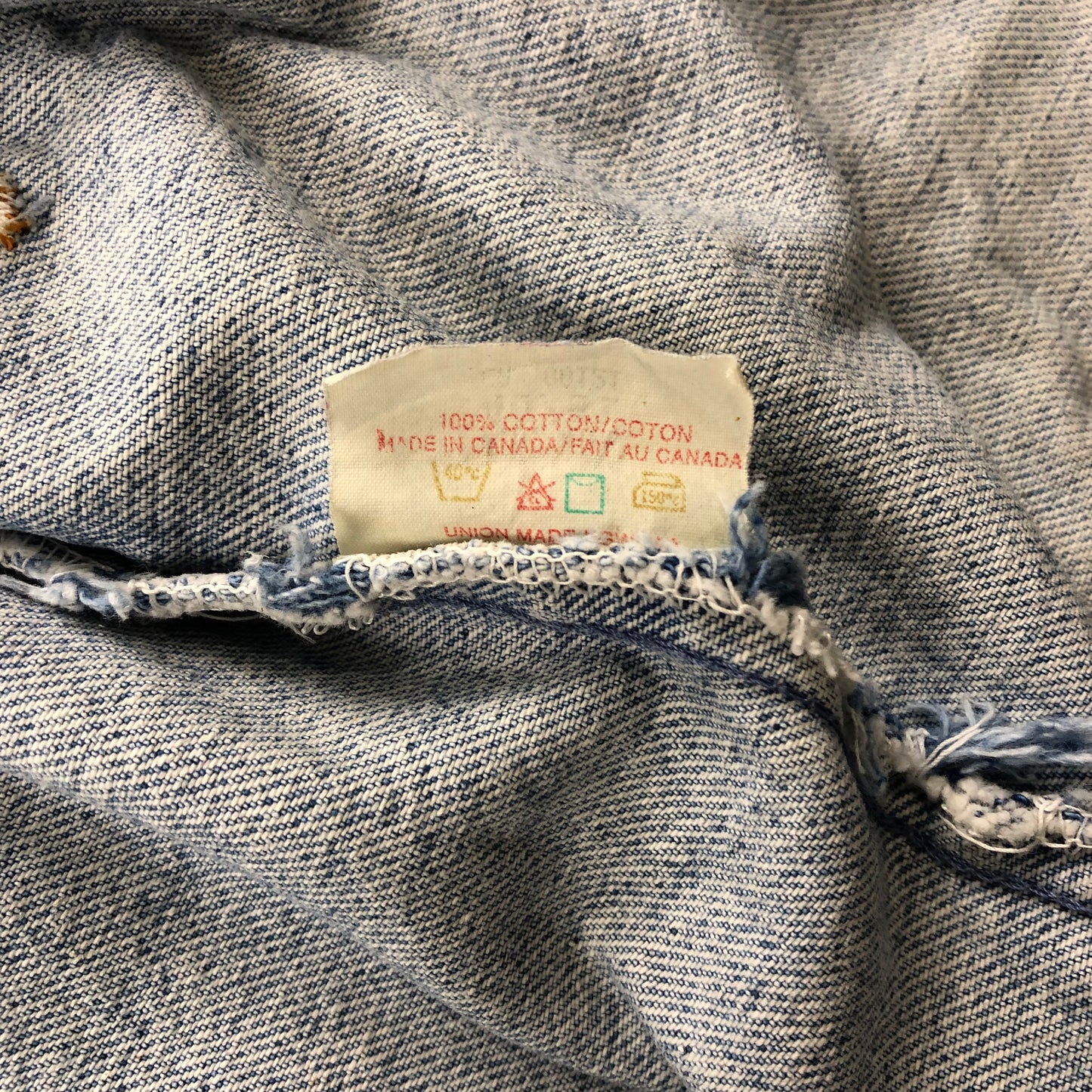 Vintage Wrangler Leather Collar Denim Button Jacket L