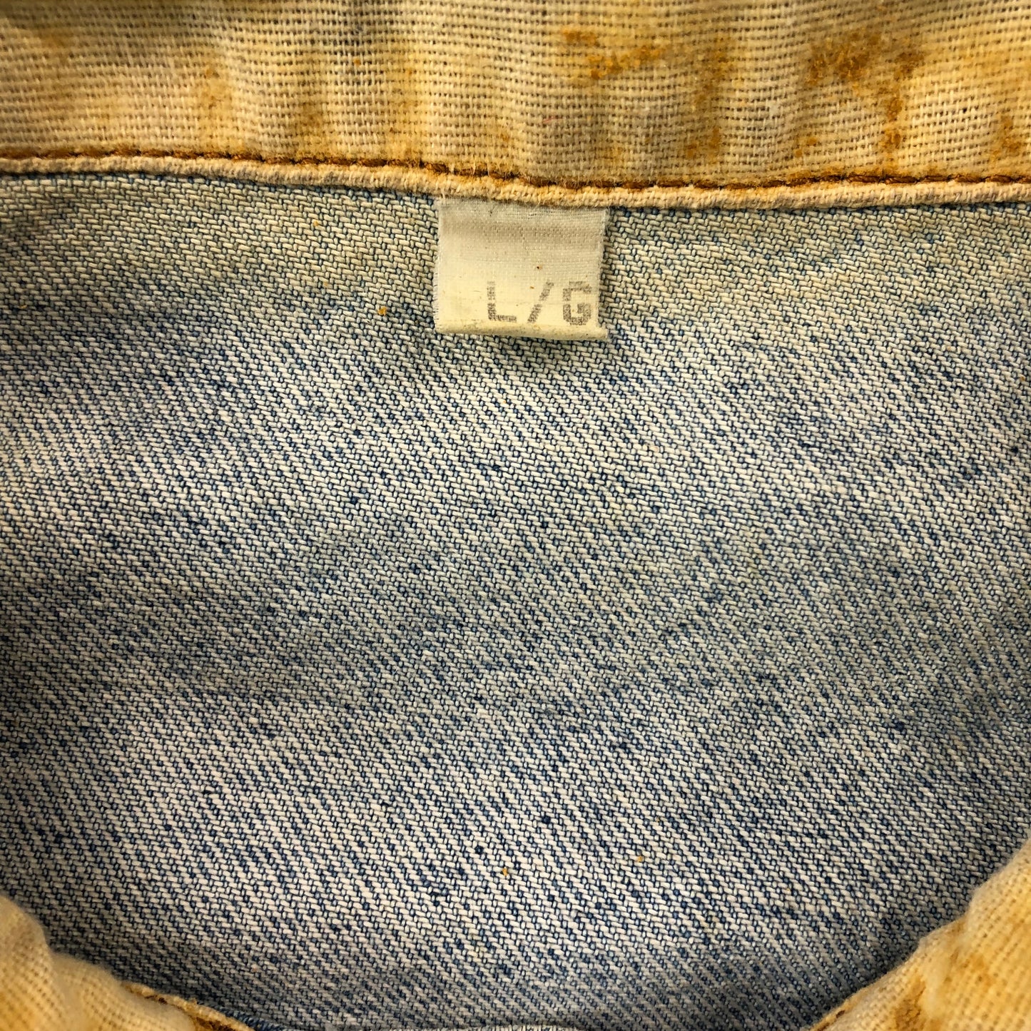 Vintage Wrangler Leather Collar Denim Button Jacket L