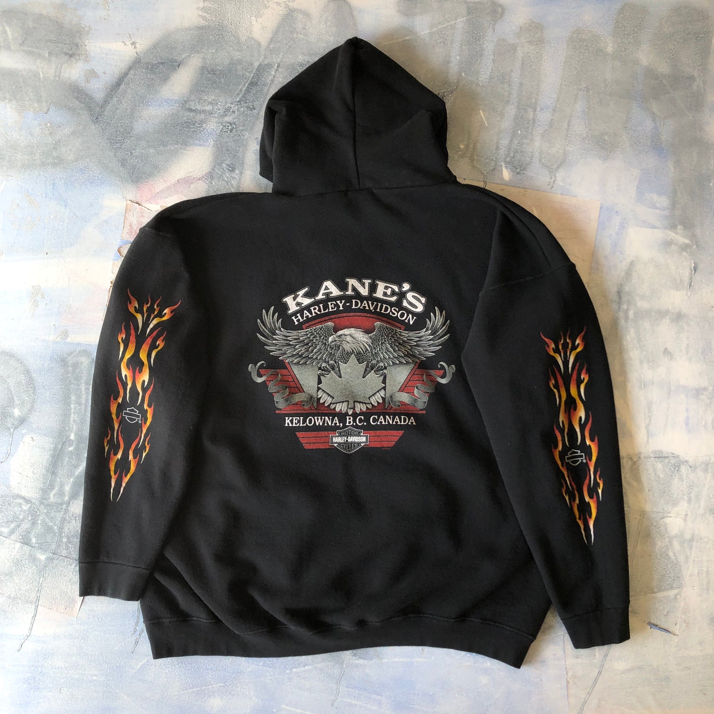 Harley Davidson Motorcycles Kane´s Kelowna B.C Flames Hoodie Sweatshirt XXL