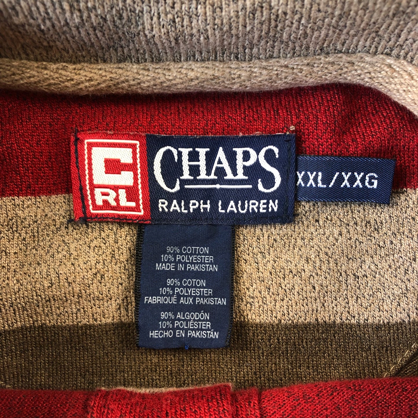 Chaps Ralph Lauren Retro Stripe Long Sleeve Polo Shirt XXL