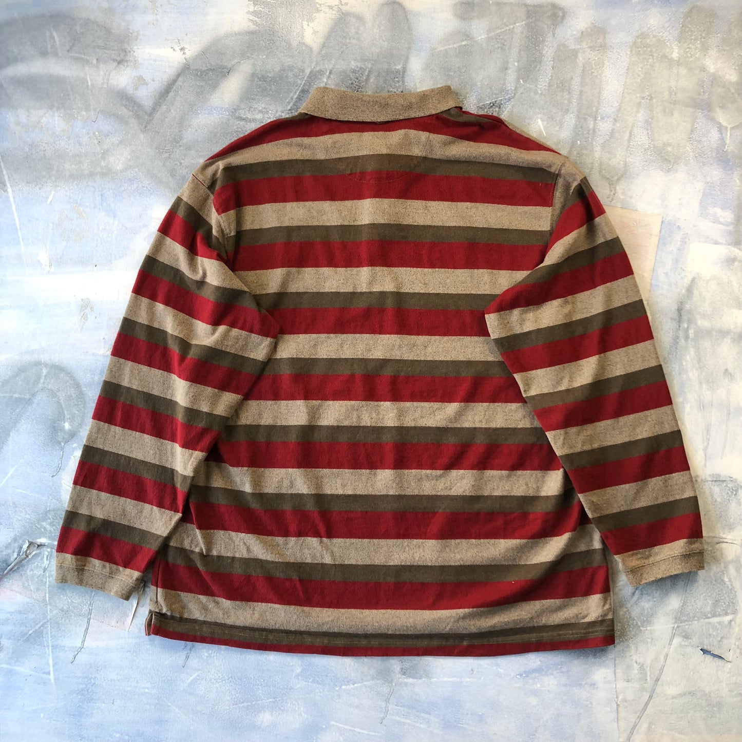 Chaps Ralph Lauren Retro Stripe Long Sleeve Polo Shirt XXL