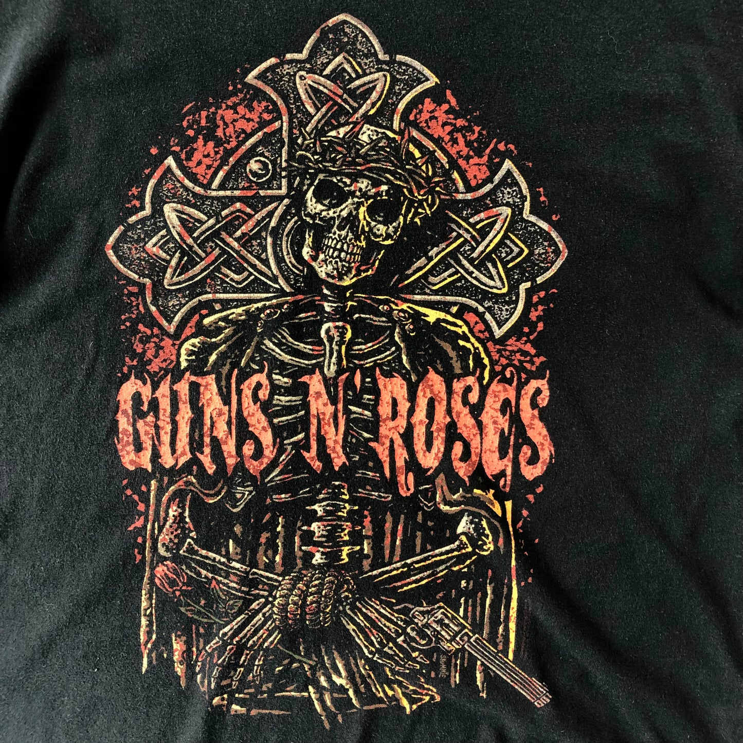 Vintage Guns & Roses Skeleton Cross Rock T Shirt L