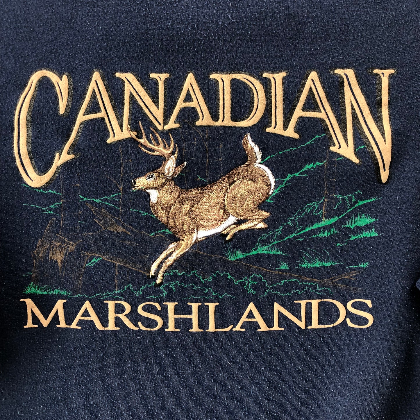 Vintage Canadian Marshlands Deer Nature Crewneck Sweatshirt XXL