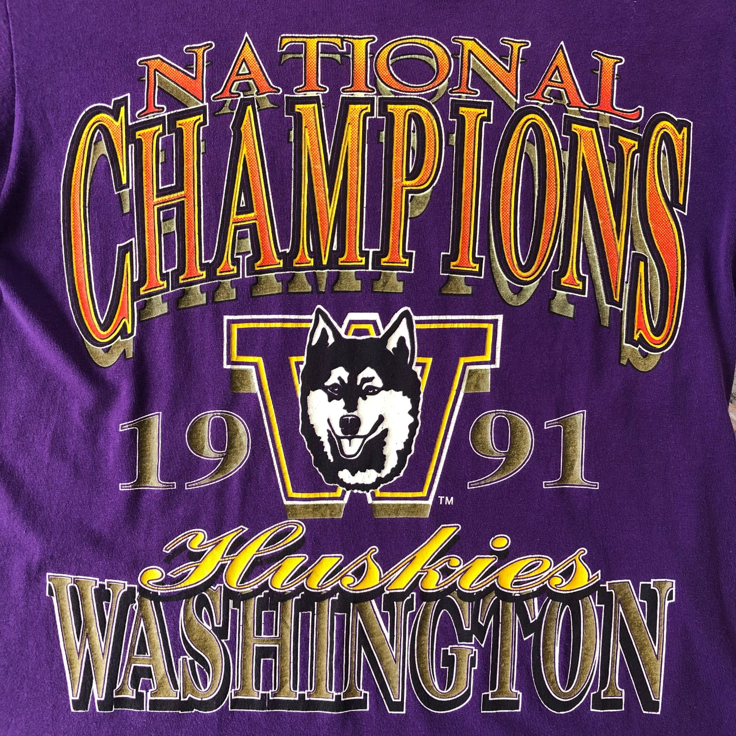 Vintage USA Washington Huskies 1991 National Champions T Shirt M