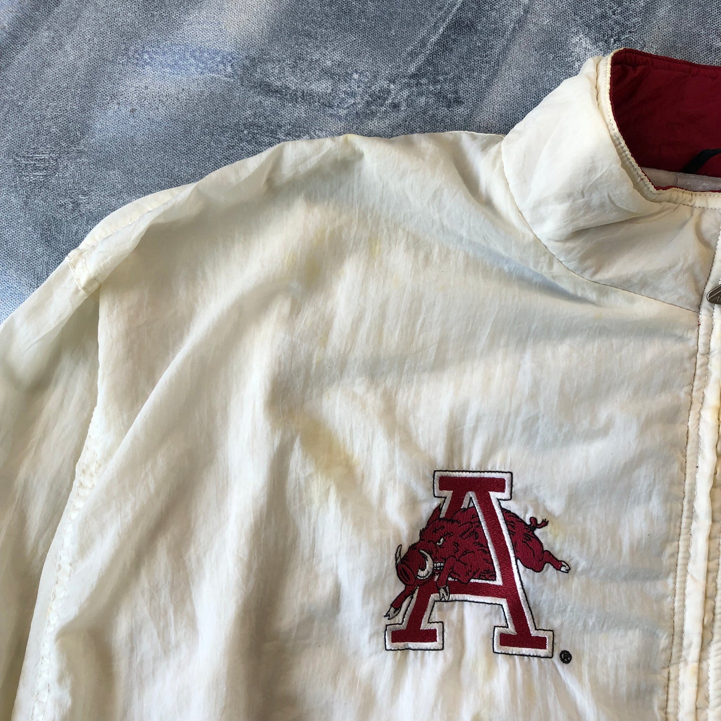 Vintage Apex One Arkansas Razorback USA Blanket Lined Windbreaker Zip Jacket XL