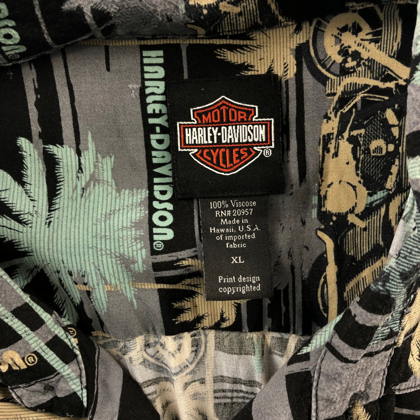 Vintage Harley Davidson USA Hawaiin Button Shirt XL