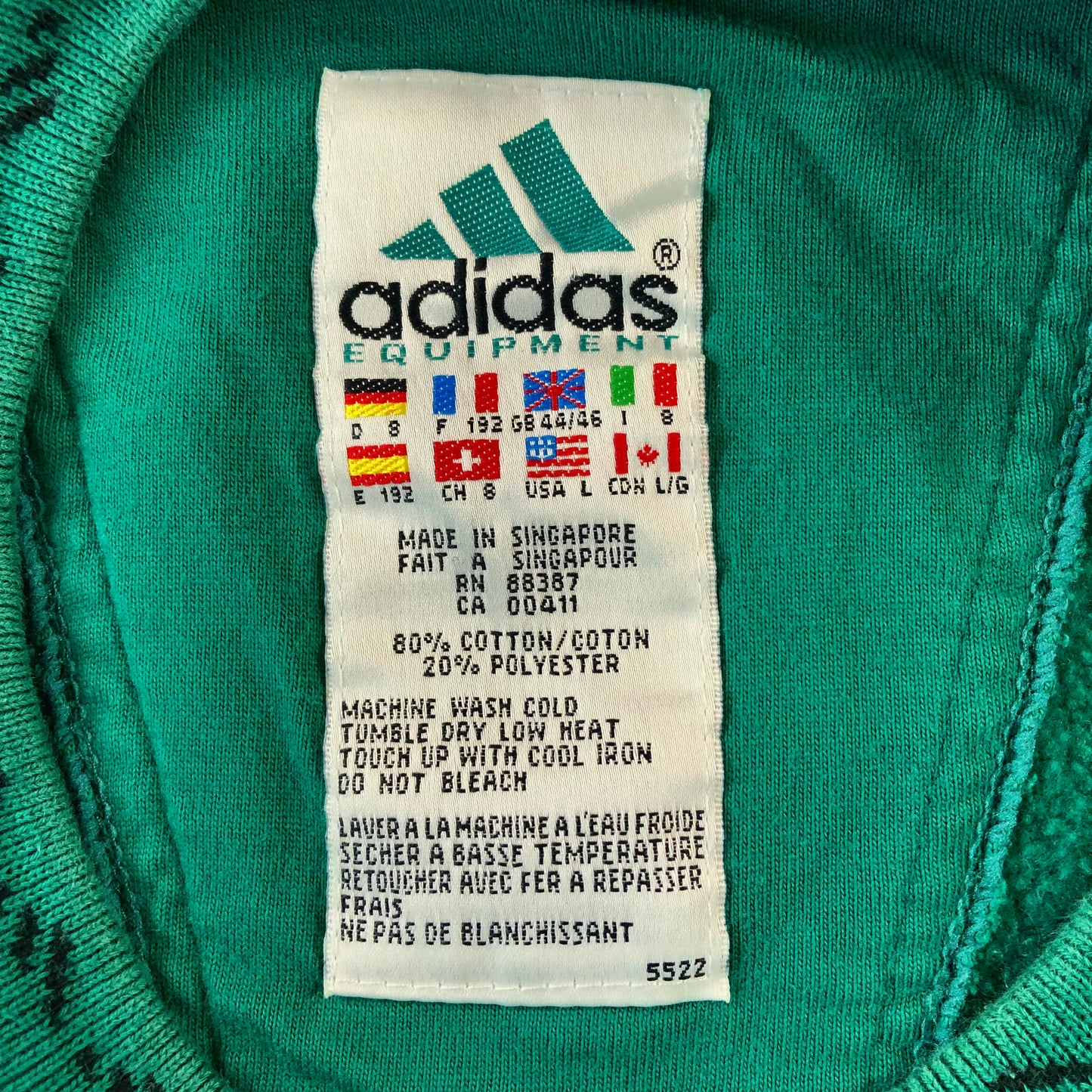 Vintage 90s Adidas Three Stripes Equipment Crewneck Sweatshirt L