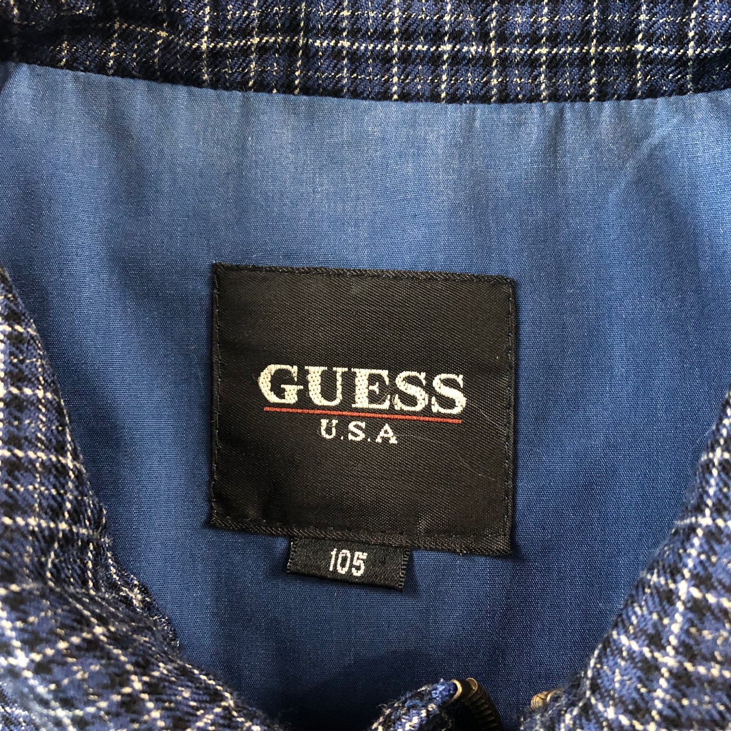 Vintage Guess USA Plaid Harrington Bomber Zip Jacket L