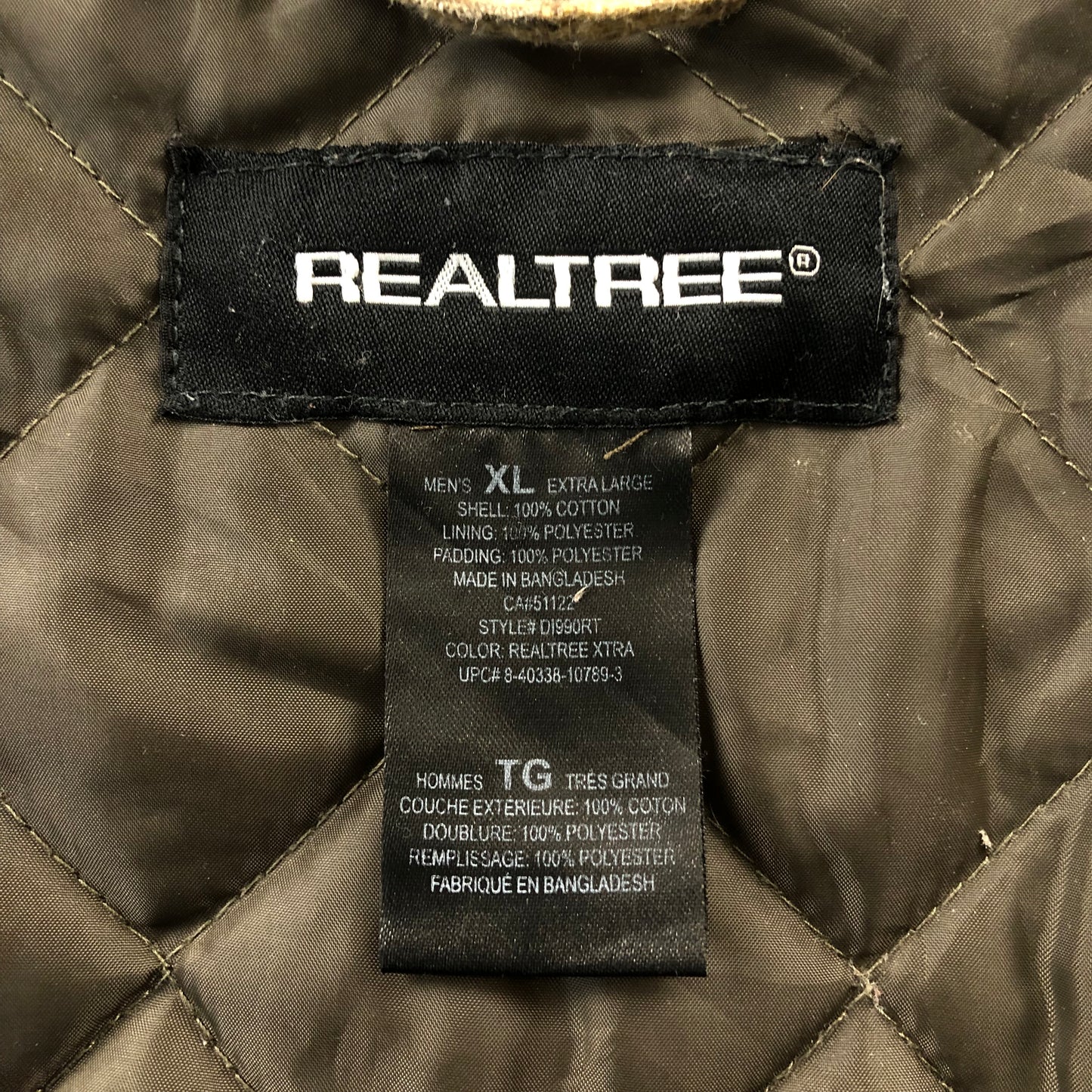 Vintage Real Tree Camo Quilted Lined Button Flannel XL