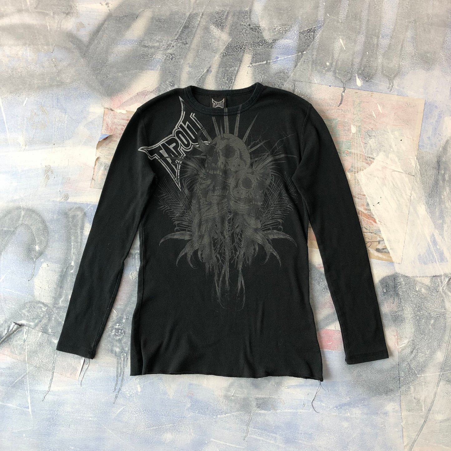 Tapout Skull Long Sleeve Waffel Knit Shirt