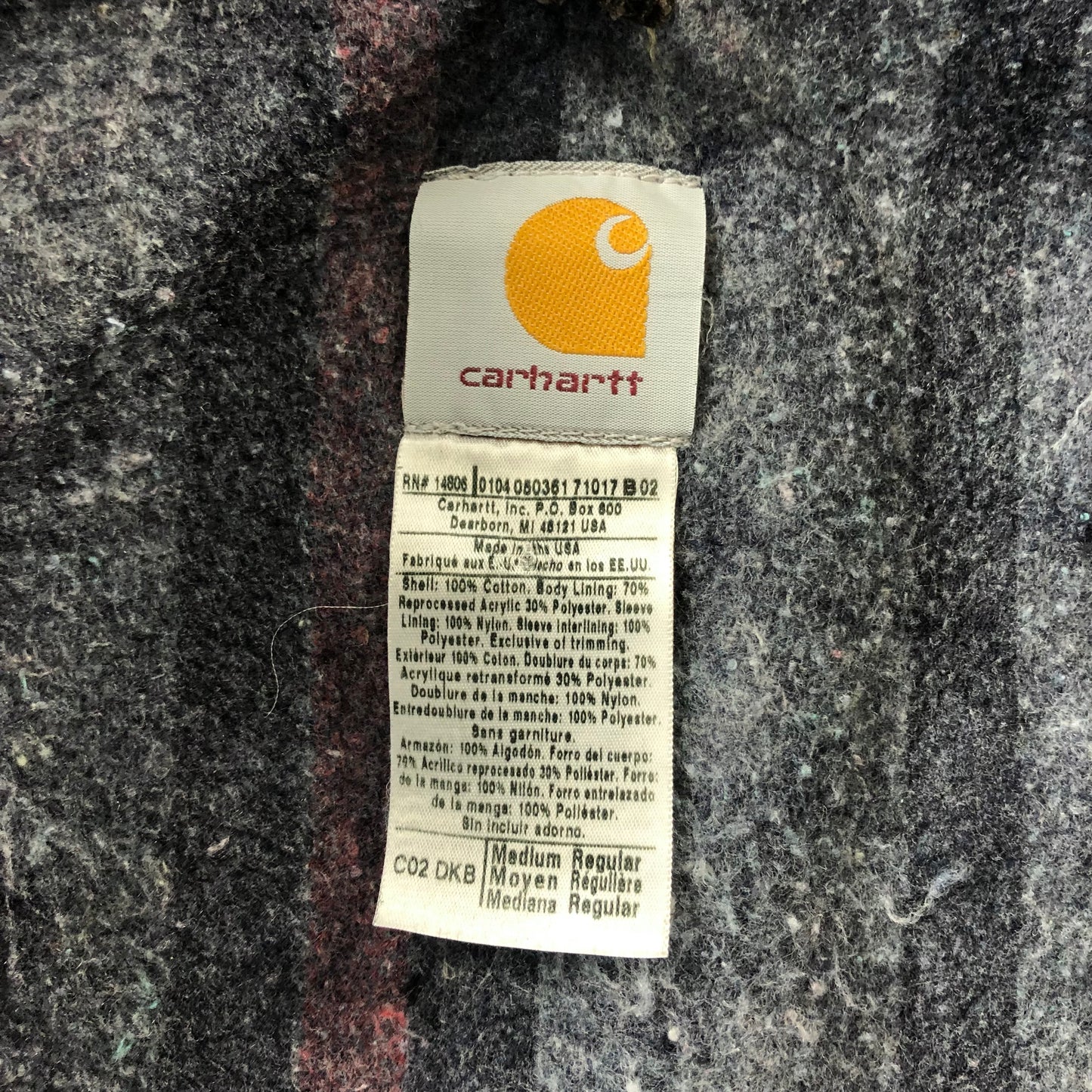 Vintage Carhartt C02 Blanket Lined Workwear Button Chore Jacket M