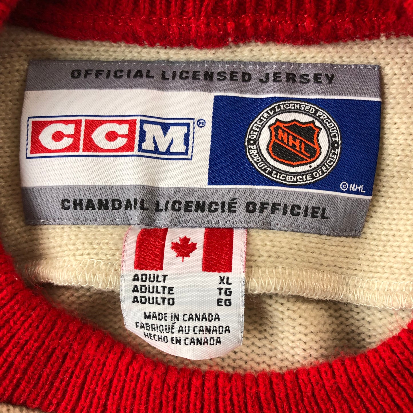 CCM NHL Montreal Canadians Heritage Hockey Knit Sweater Jersey XL