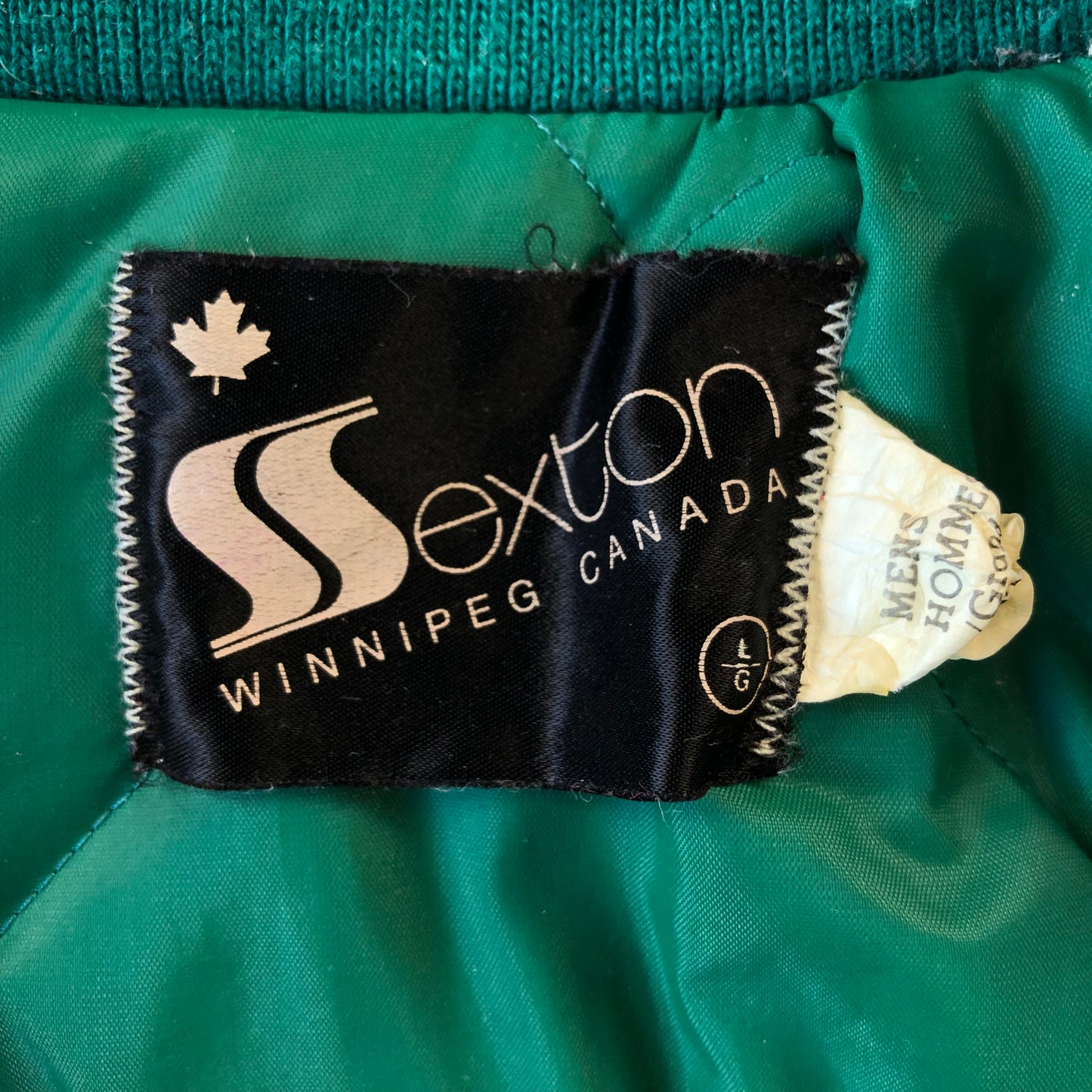 Vintage Saskatchewan Rough Riders Satin Quilted Varsity Bomber Button Jacket L