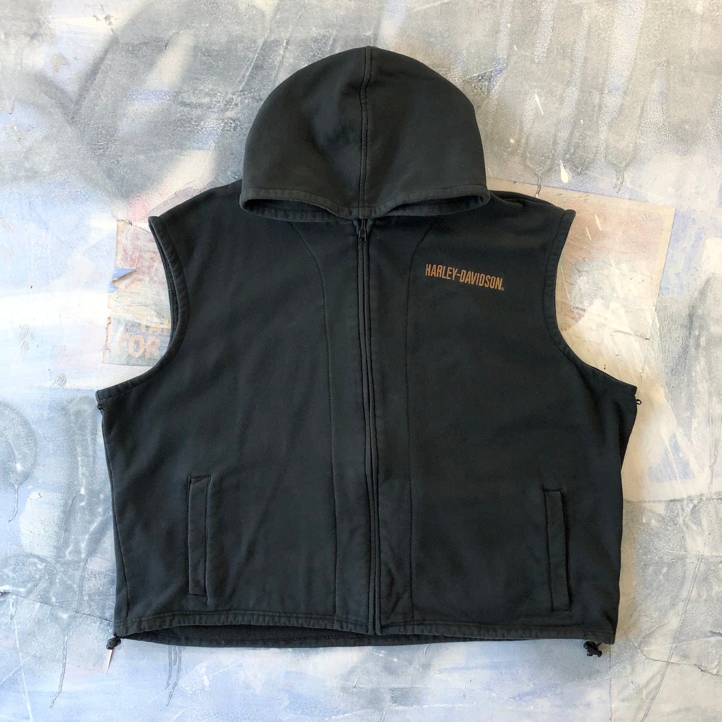 Harley Davidson Embroided Hooded Vest Zip Jacket XXXL