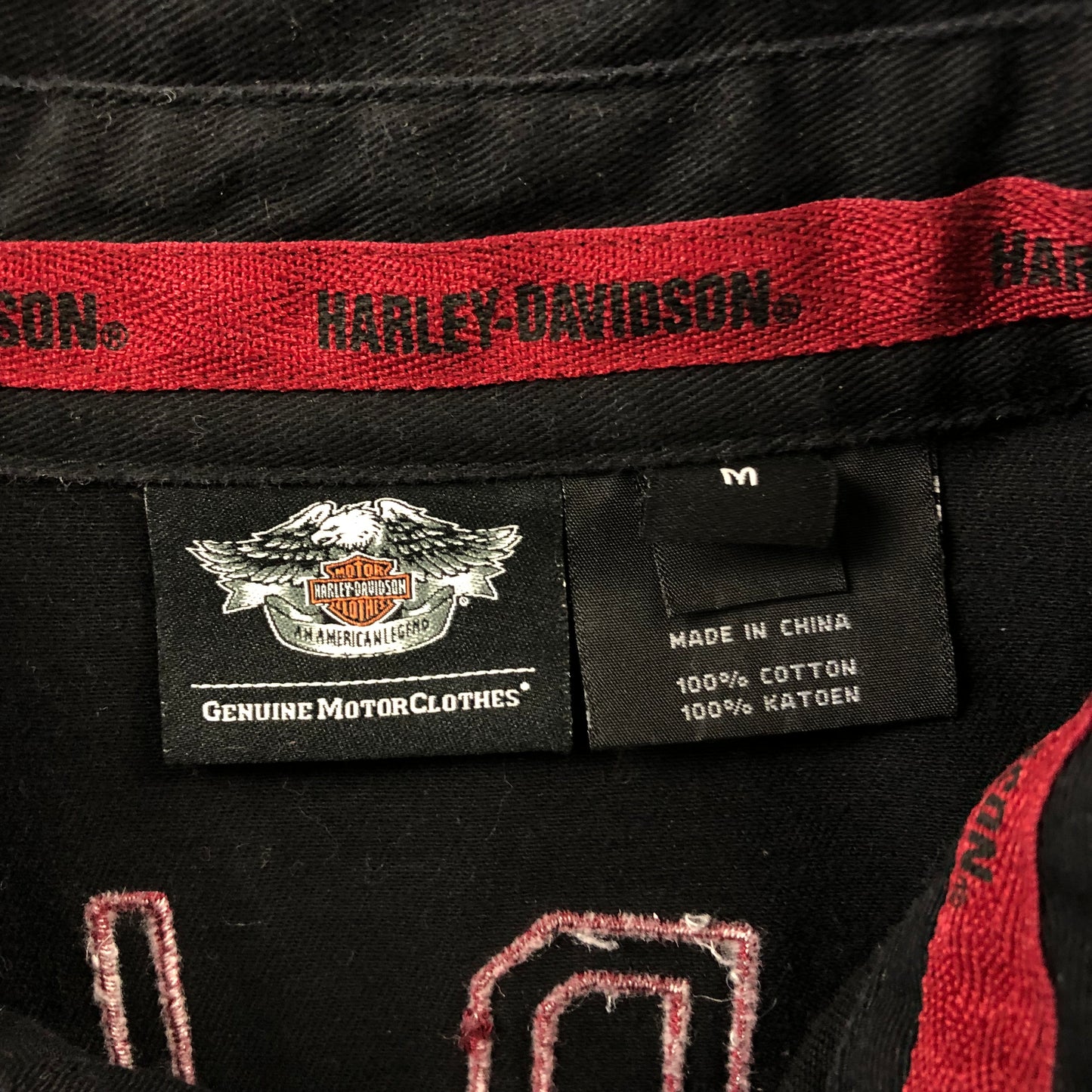 Vintage Harley Davidson Motorcycles Embroided Number One Wings Button Shirt M