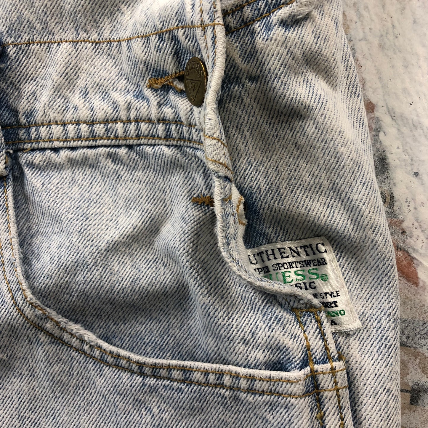 Vintage Guess 90s Georges Marciano Made In USA Washed Denim Overall Jean L